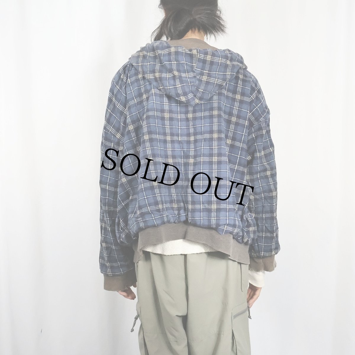 画像6: OZARK TRAIL チェック×無地 リバーシブル フェードスウェットジップパーカー 2XL (6)