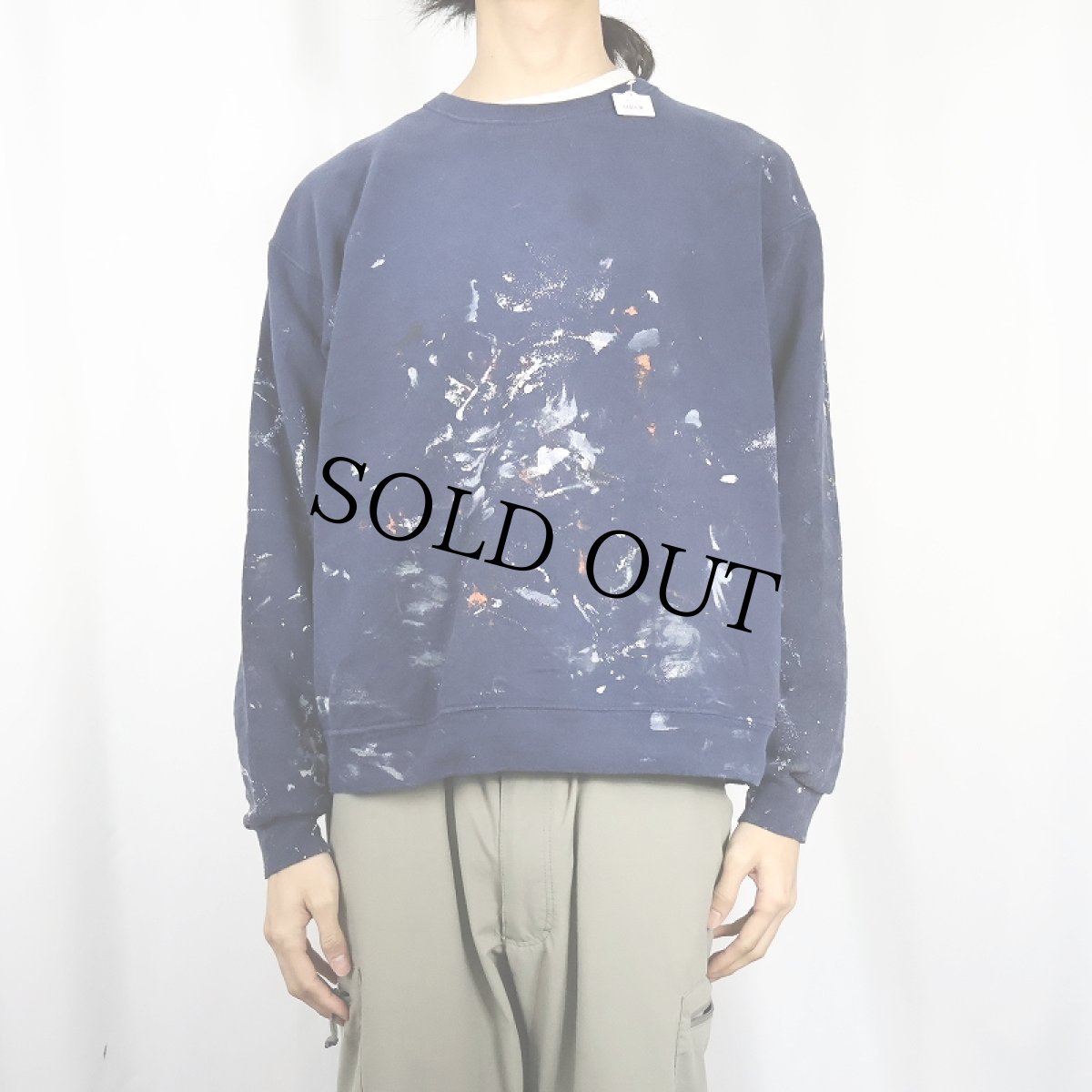 画像2: FRUIT OF THE LOOM ペンキペイント 無地スウェット NAVY XL (2)