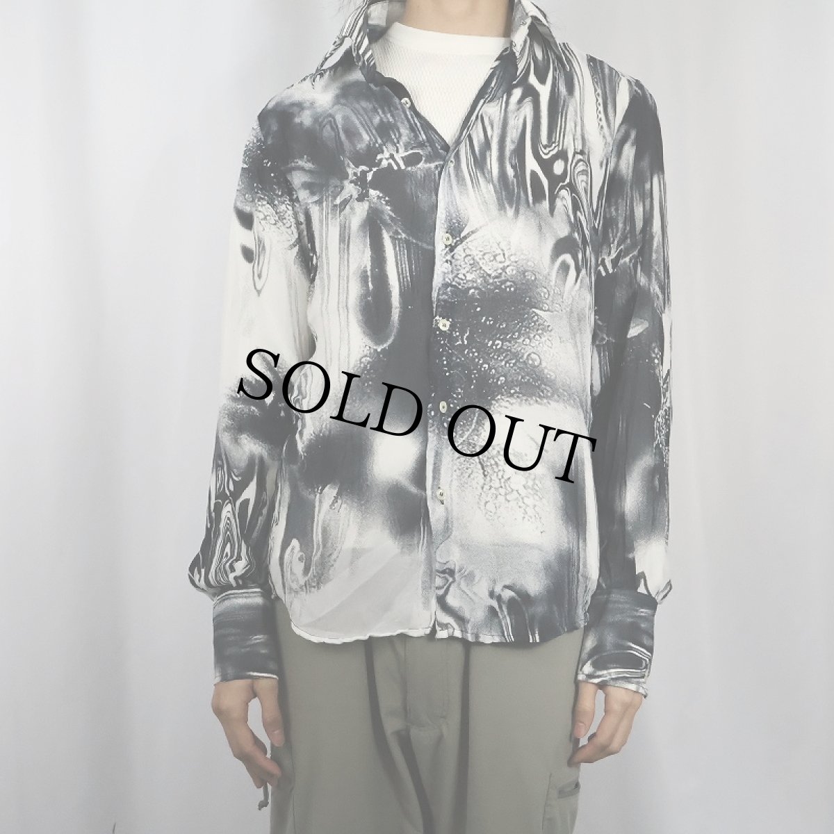 画像3: SONNYBONO マーブル柄 ポリエステルシャツ L (3)