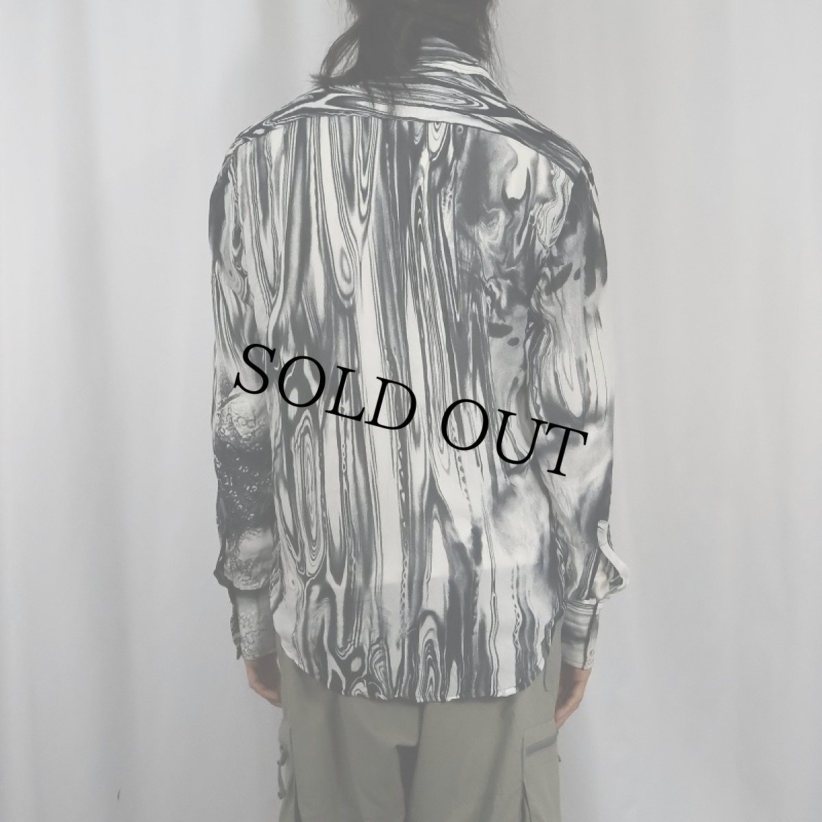 画像4: SONNYBONO マーブル柄 ポリエステルシャツ L (4)