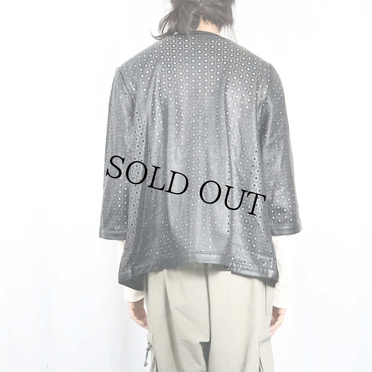 画像5: CHICO'S DESIGN パンチングデザイン フェイクレザージャケット BLACK size3 (5)