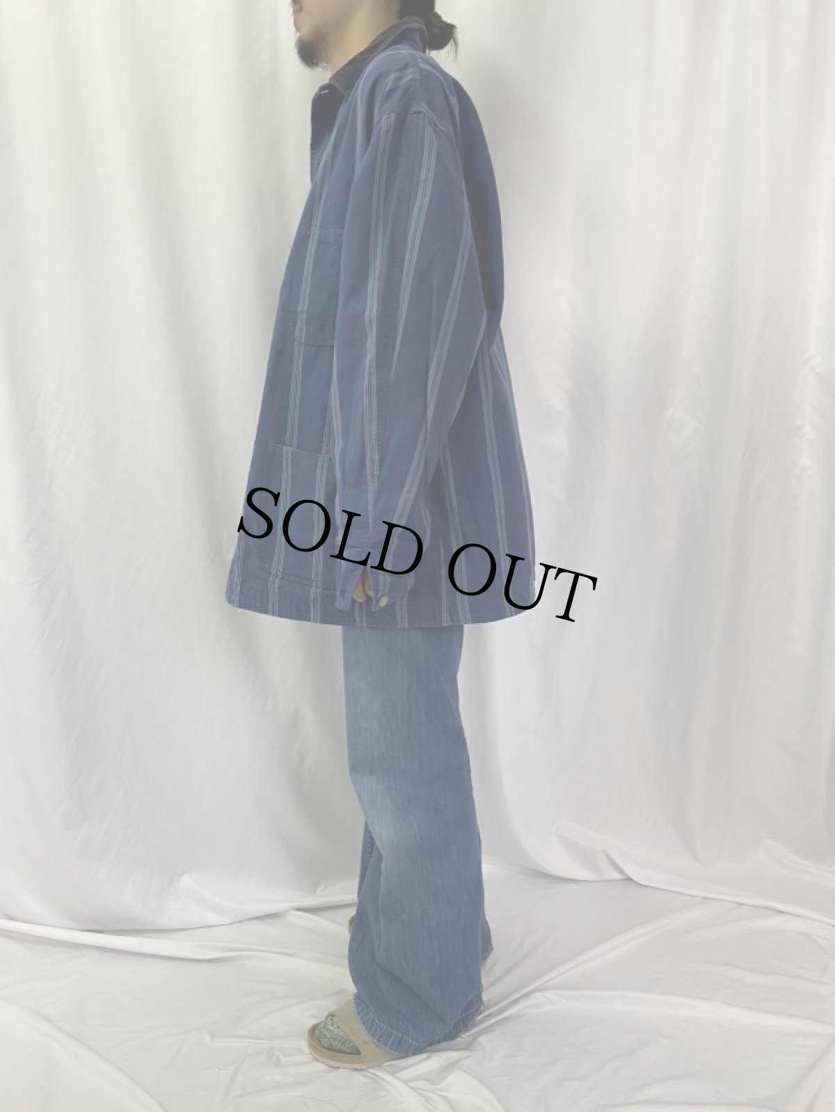 画像3: 90's POLO Ralph Lauren USA製 ストライプ柄 デニムハンティングジャケット L (3)