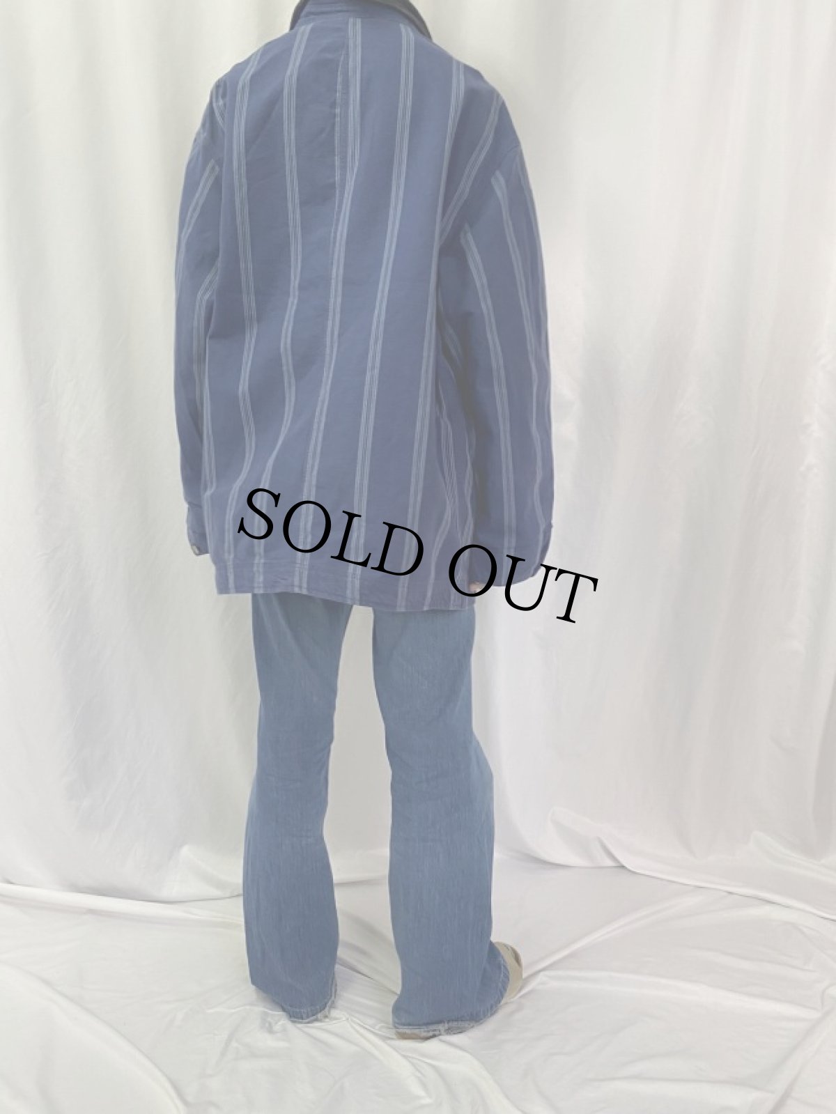 画像4: 90's POLO Ralph Lauren USA製 ストライプ柄 デニムハンティングジャケット L (4)