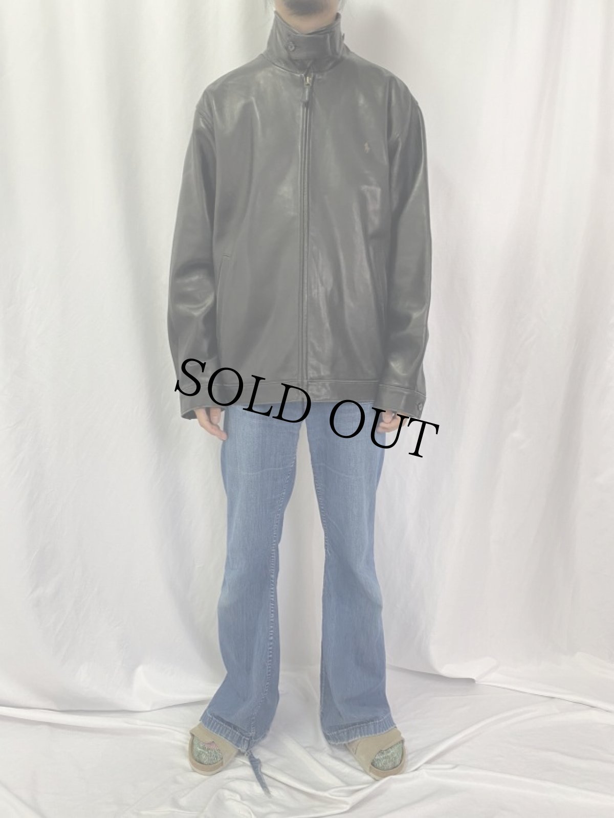 画像2: POLO Ralph Lauren レザージャケット BLACK L (2)