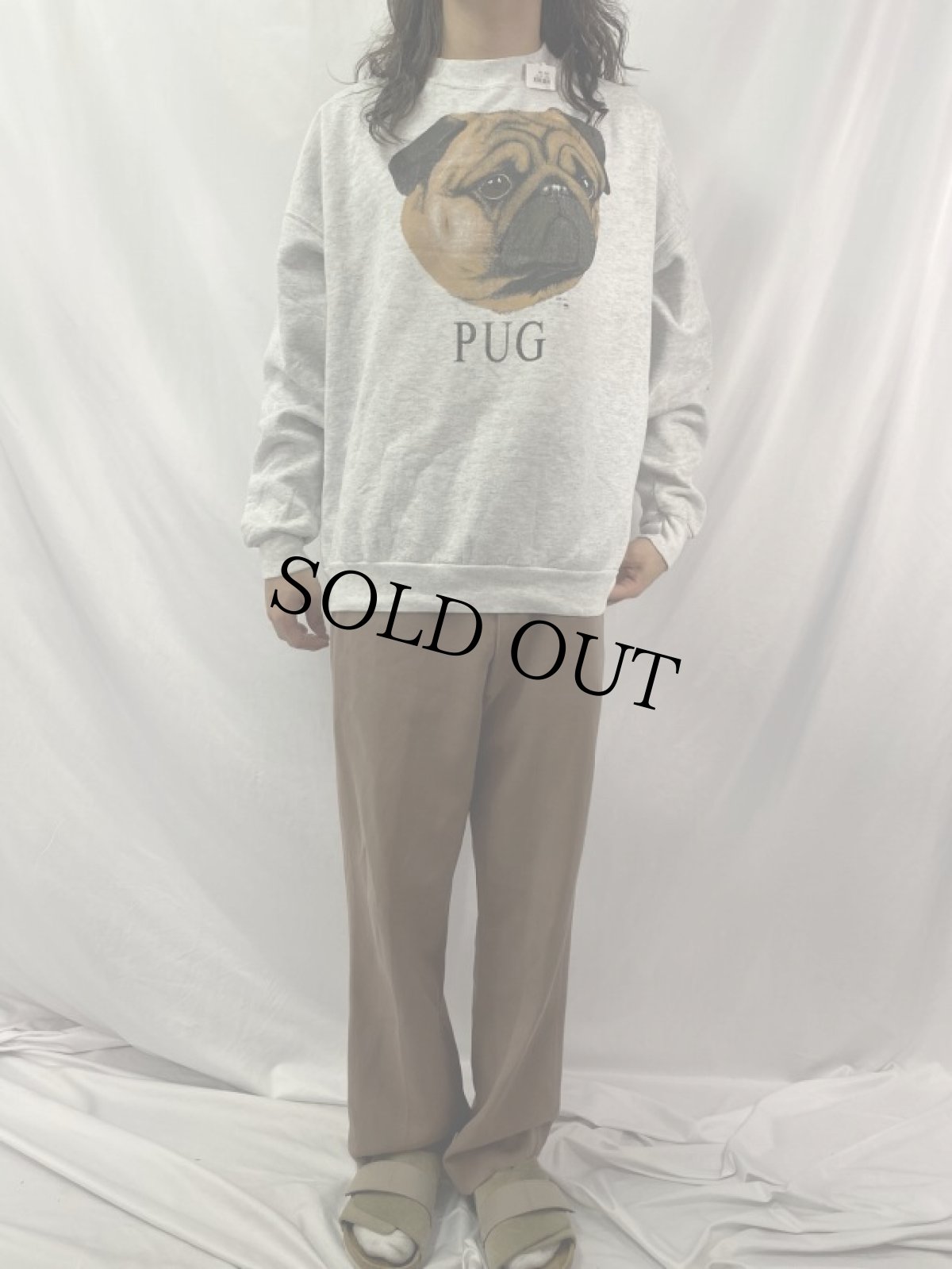 画像2: "PUG" 犬プリントスウェット XL (2)