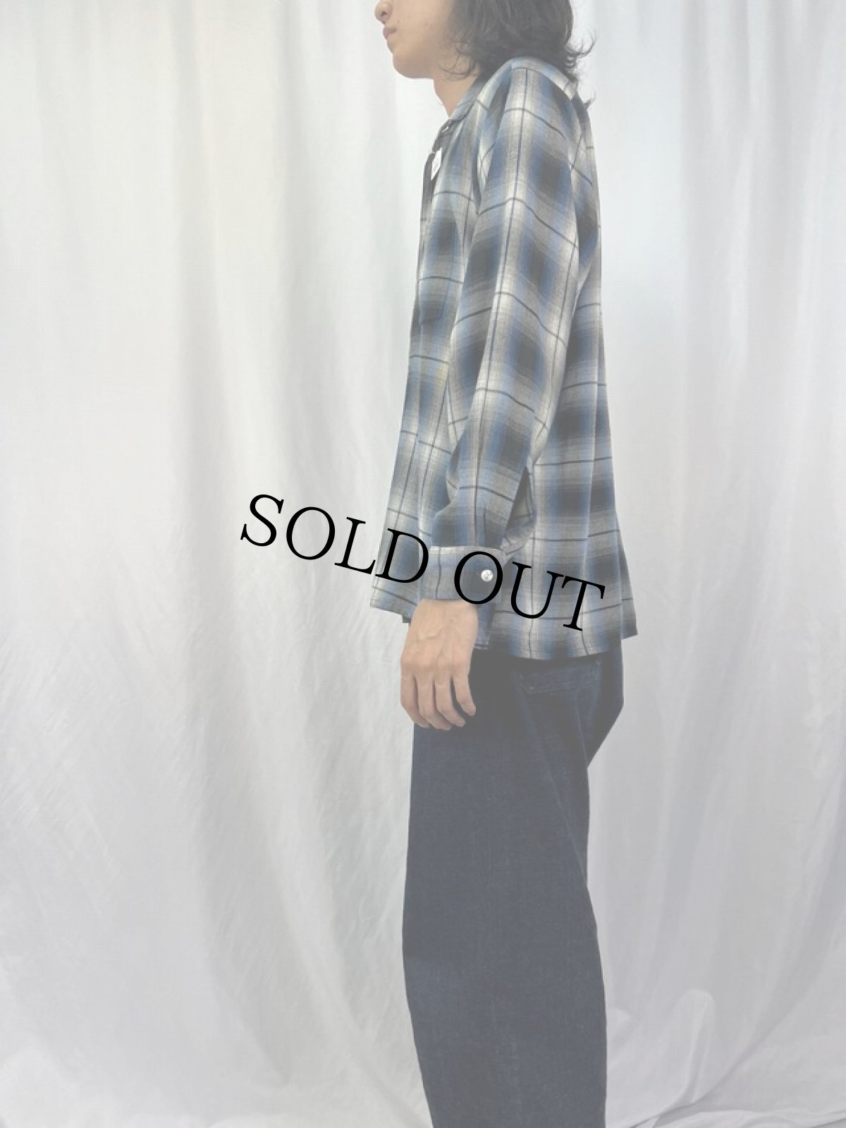 画像3: 60's Chevella by ARROW オンブレーチェック柄 レーヨンシャツ L (3)