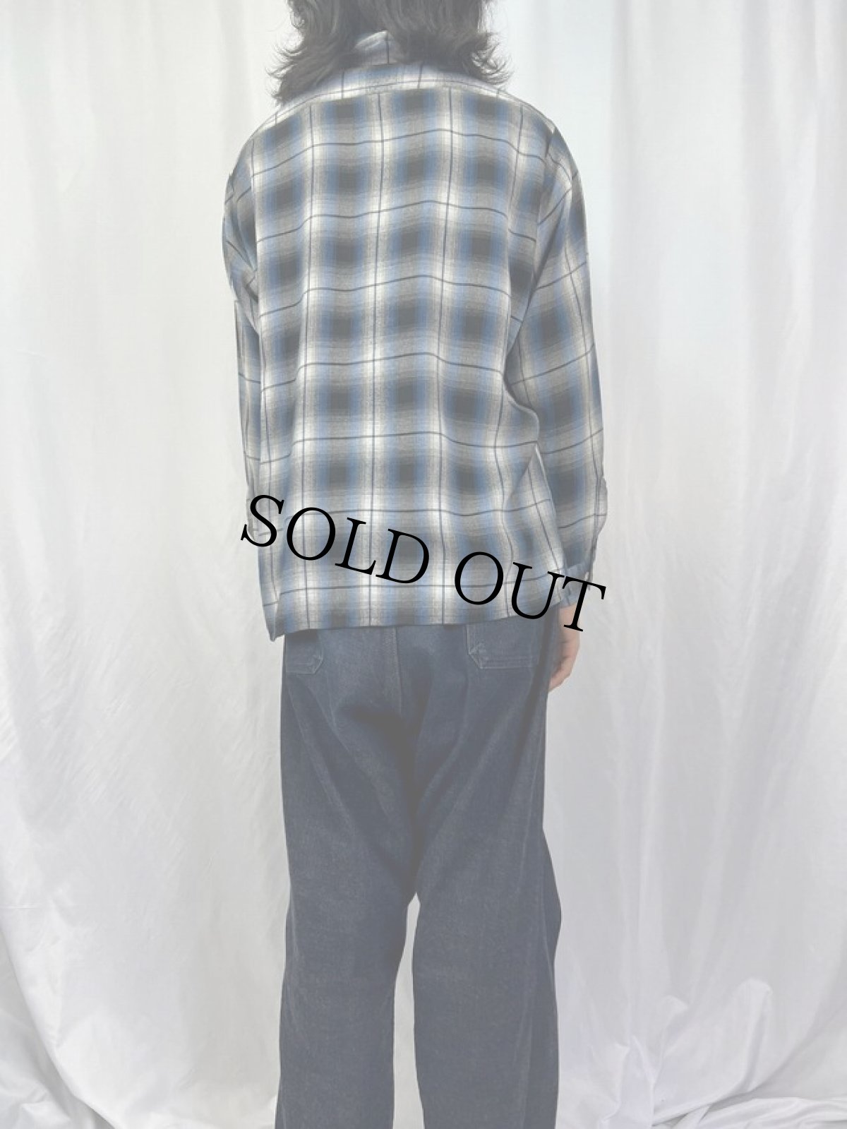 画像4: 60's Chevella by ARROW オンブレーチェック柄 レーヨンシャツ L (4)