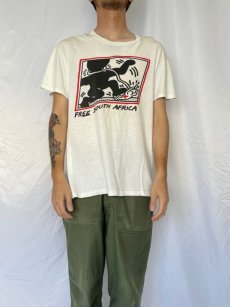 画像2: 80's Keith Haring USA製 "FREE SOUTH AFRICA" アートプリントTシャツ L (2)