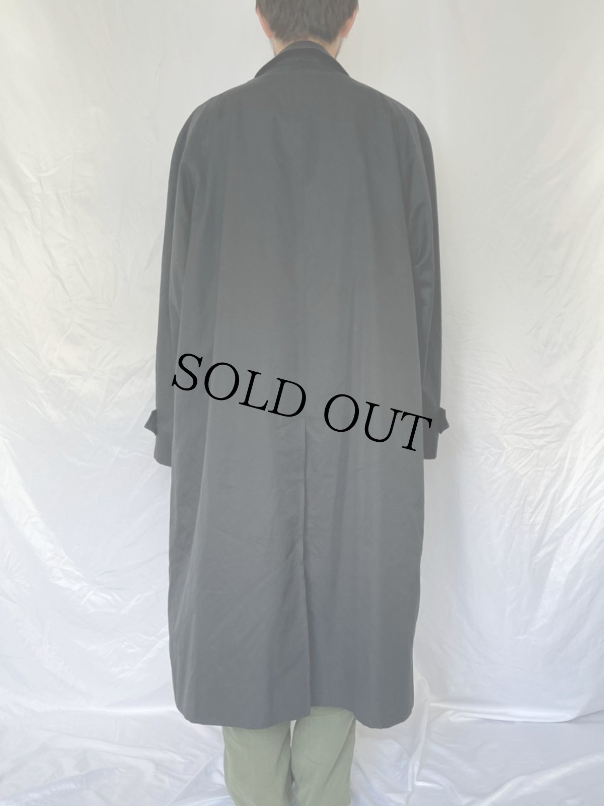 画像4: 80〜90's Burberrys ステンカラーコート ライナー付き BLACK 48LONG (4)