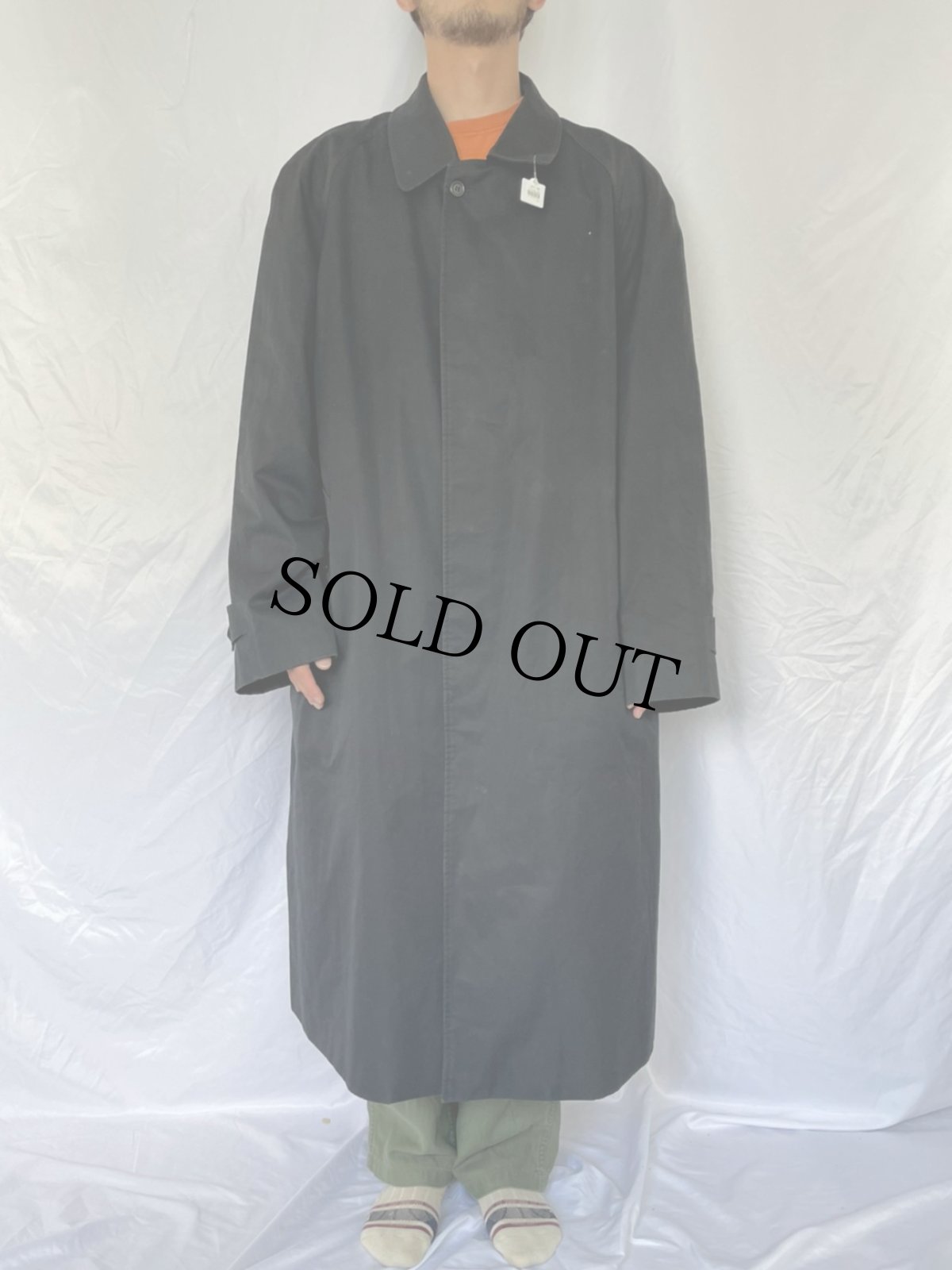 画像2: 80〜90's Burberrys ステンカラーコート ライナー付き BLACK 48LONG (2)