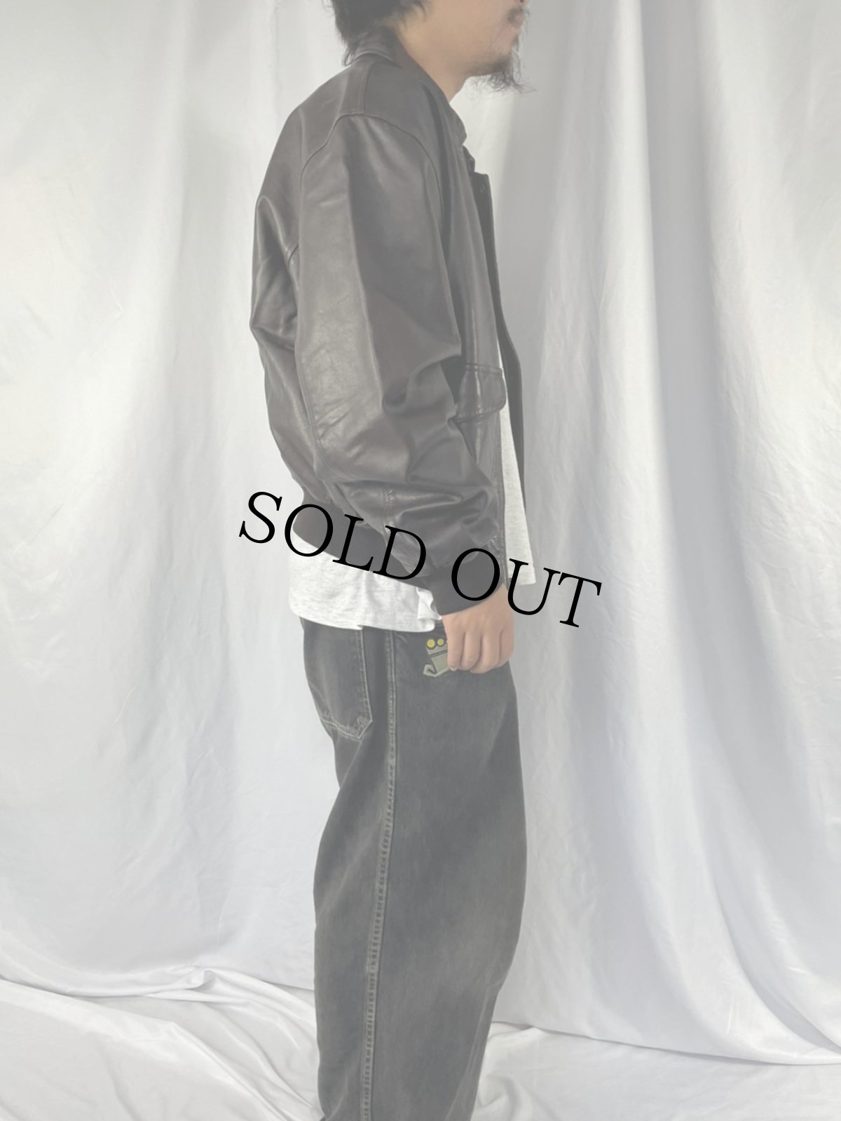 画像3: POLO Ralph Lauren "A-2 TYPE" レザージャケット BROWN L (3)