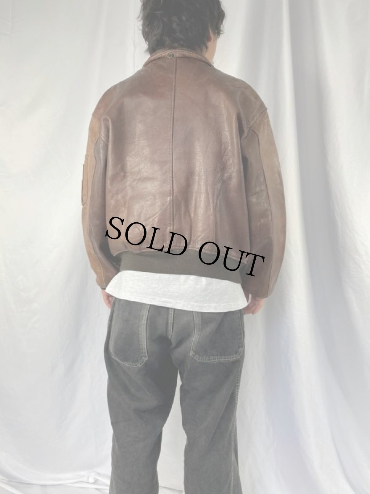 画像4: 80〜90's AVIREX B-15 レザーフライトジャケット M (4)