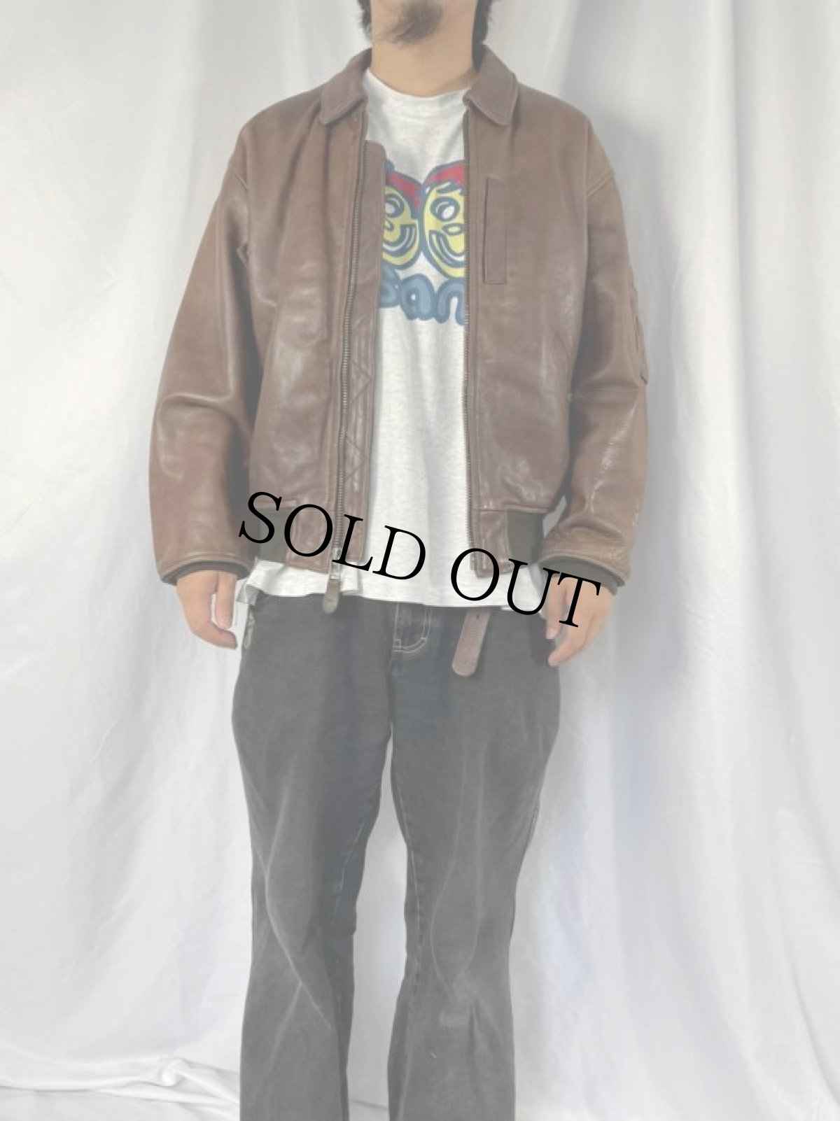 画像2: 80〜90's AVIREX B-15 レザーフライトジャケット M (2)