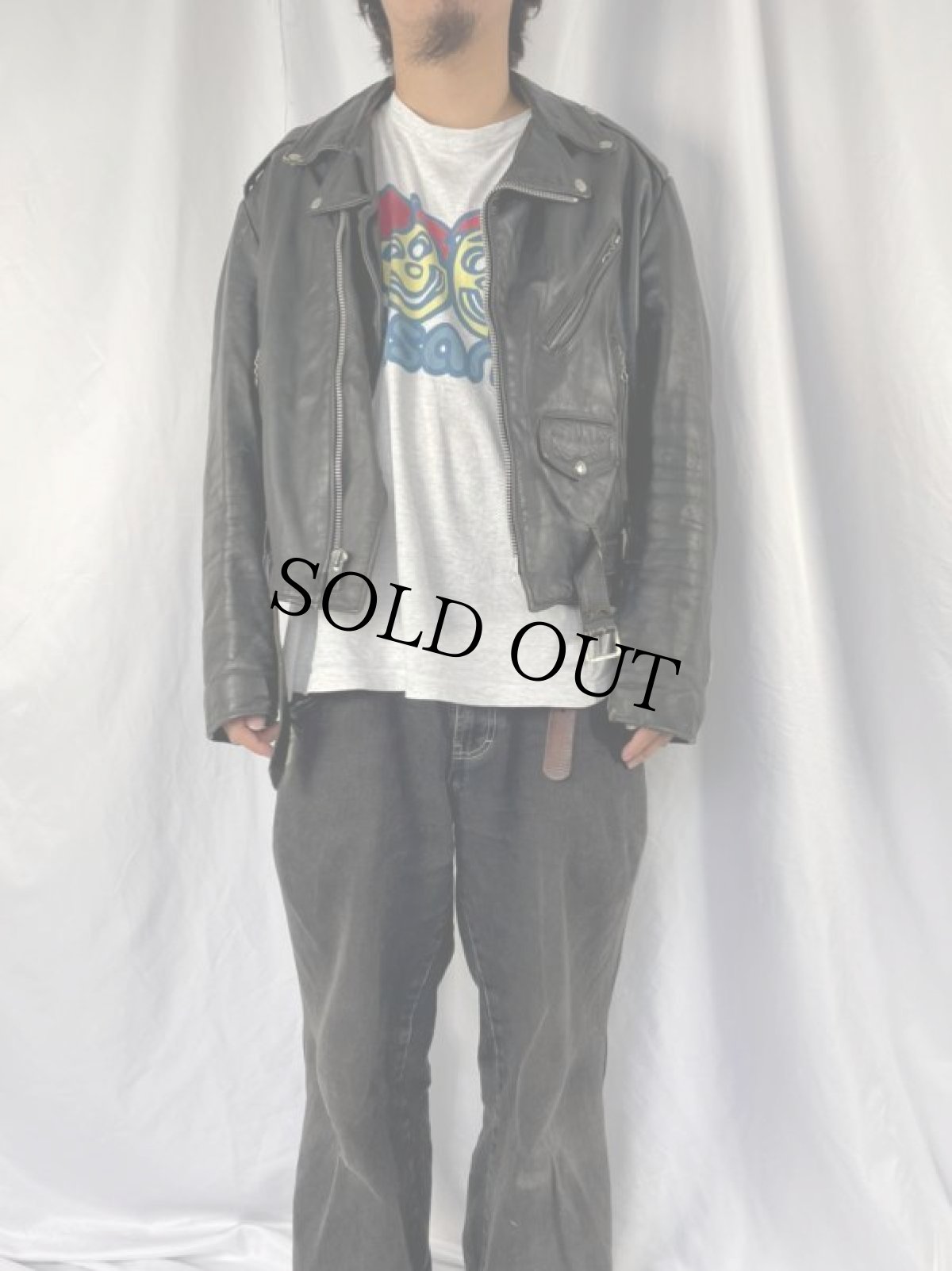 画像2: 70〜80's Excelled ダブルライダースジャケット 42 (2)