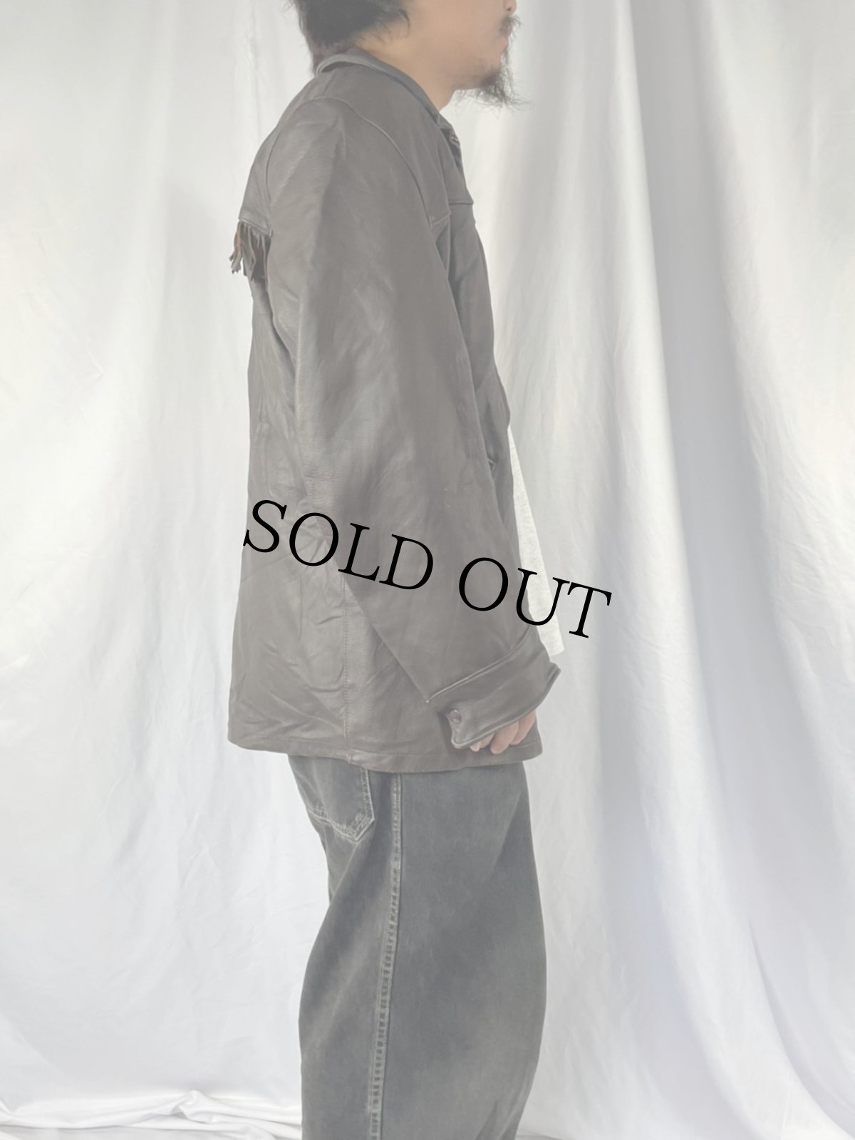 画像4: 50's Mid Western ディアスキン フリンジレザージャケット 44 (4)