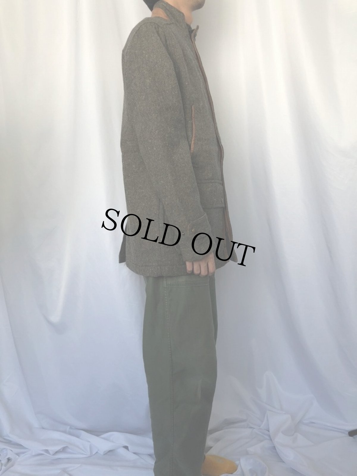 画像3: ORVIS ヘリンボーンツイード ハイネックジャケット M (3)