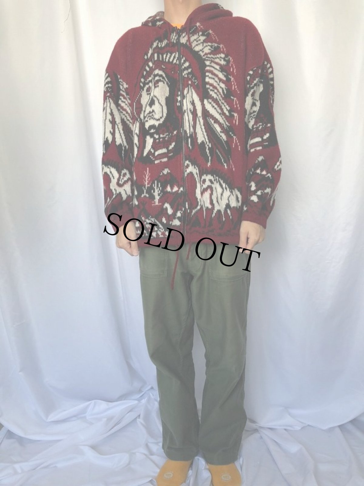 画像2: YARI ARTESANIAS エクアドル製 インディアン柄 ニットパーカー L (2)