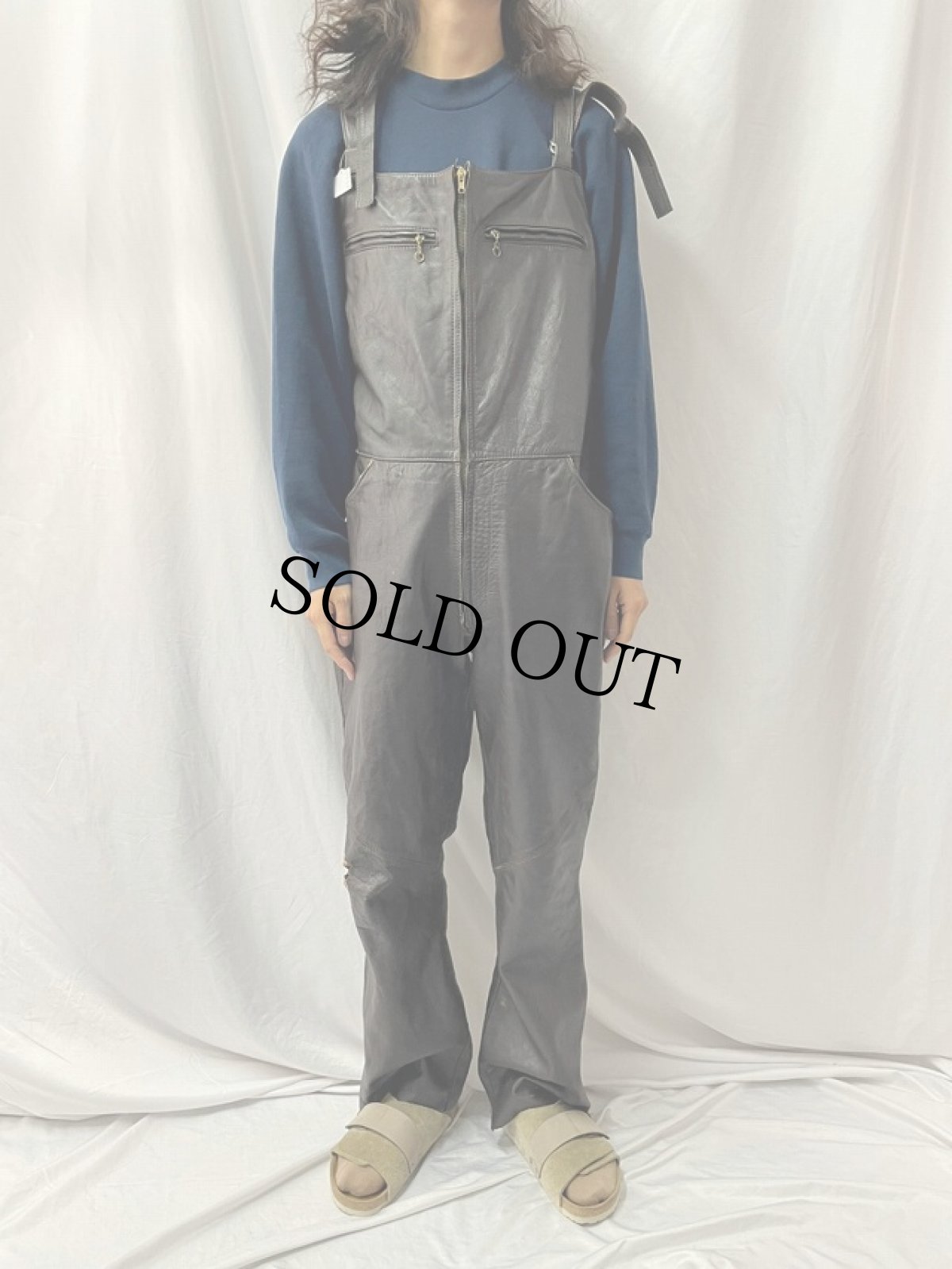 画像2: 60〜70's VANSON レザー オーバーオール W41 (2)