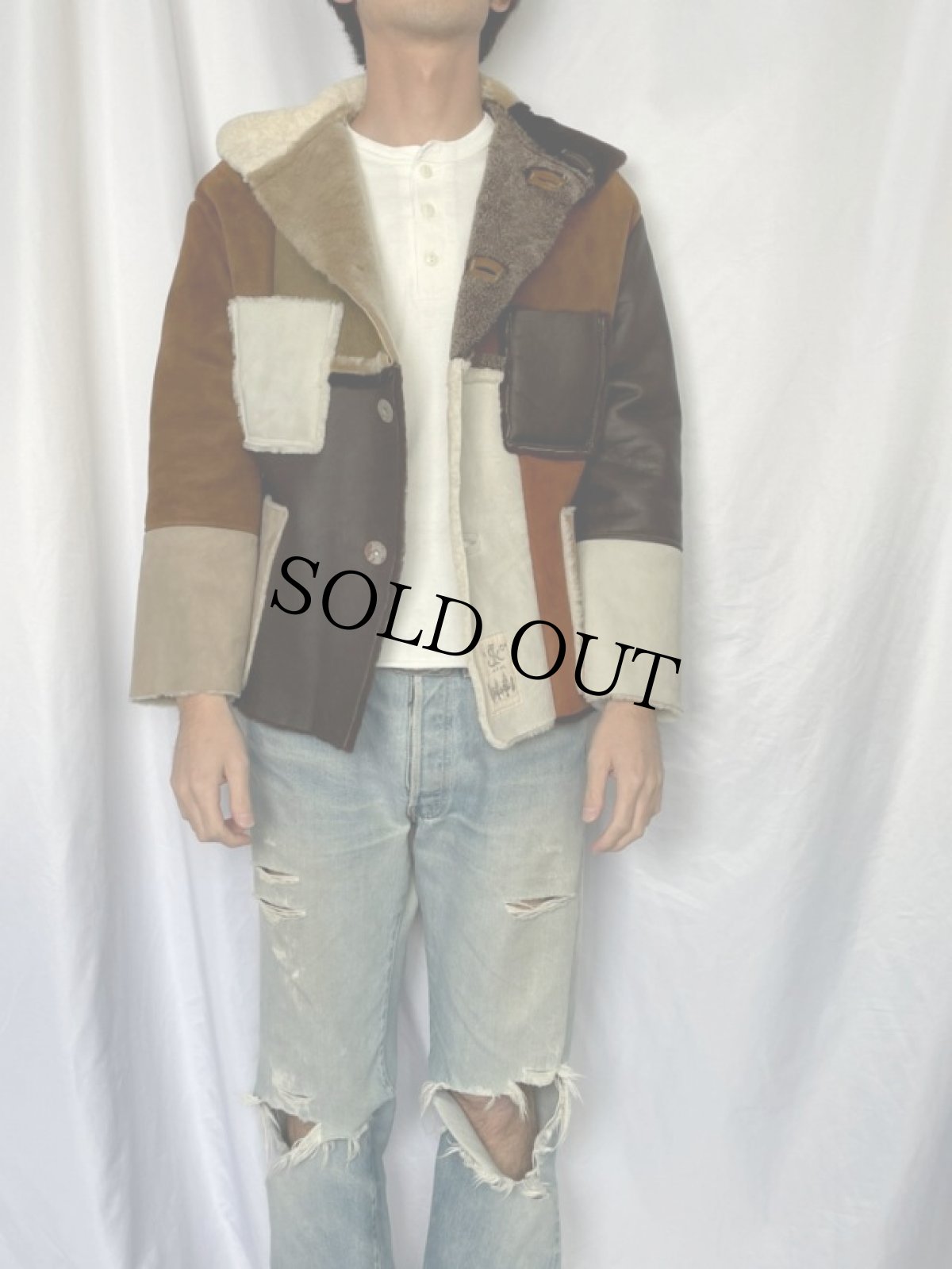 画像2: KAPITAL パッチワーク ムートンコート S (2)