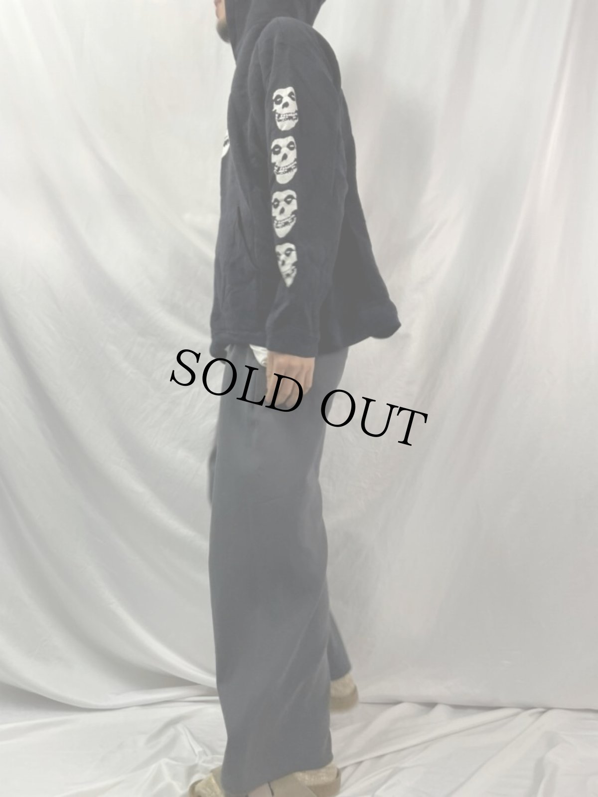 画像3: THE MISFITS 袖プリント ハードコアパンクバンド スウェットフーディ XL (3)