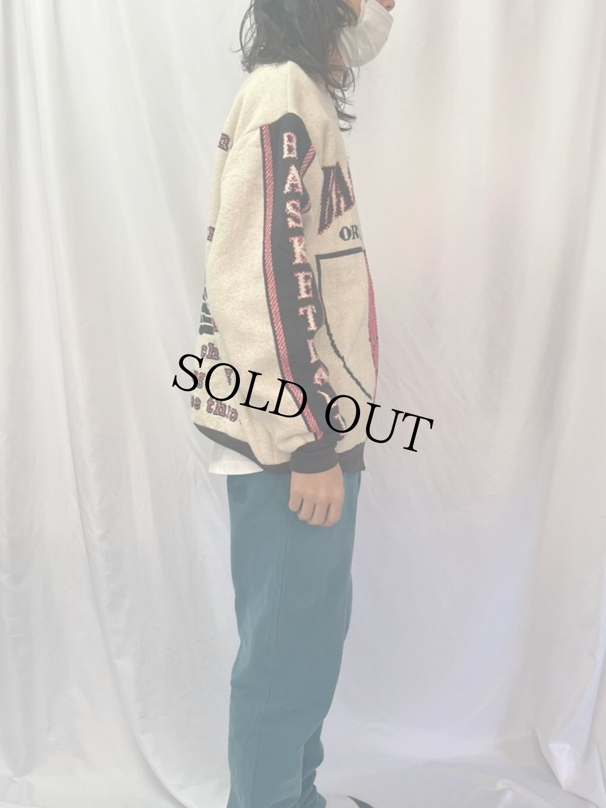 画像4: USA製 "BASKETBALL" 刺繍ジャケット M (4)