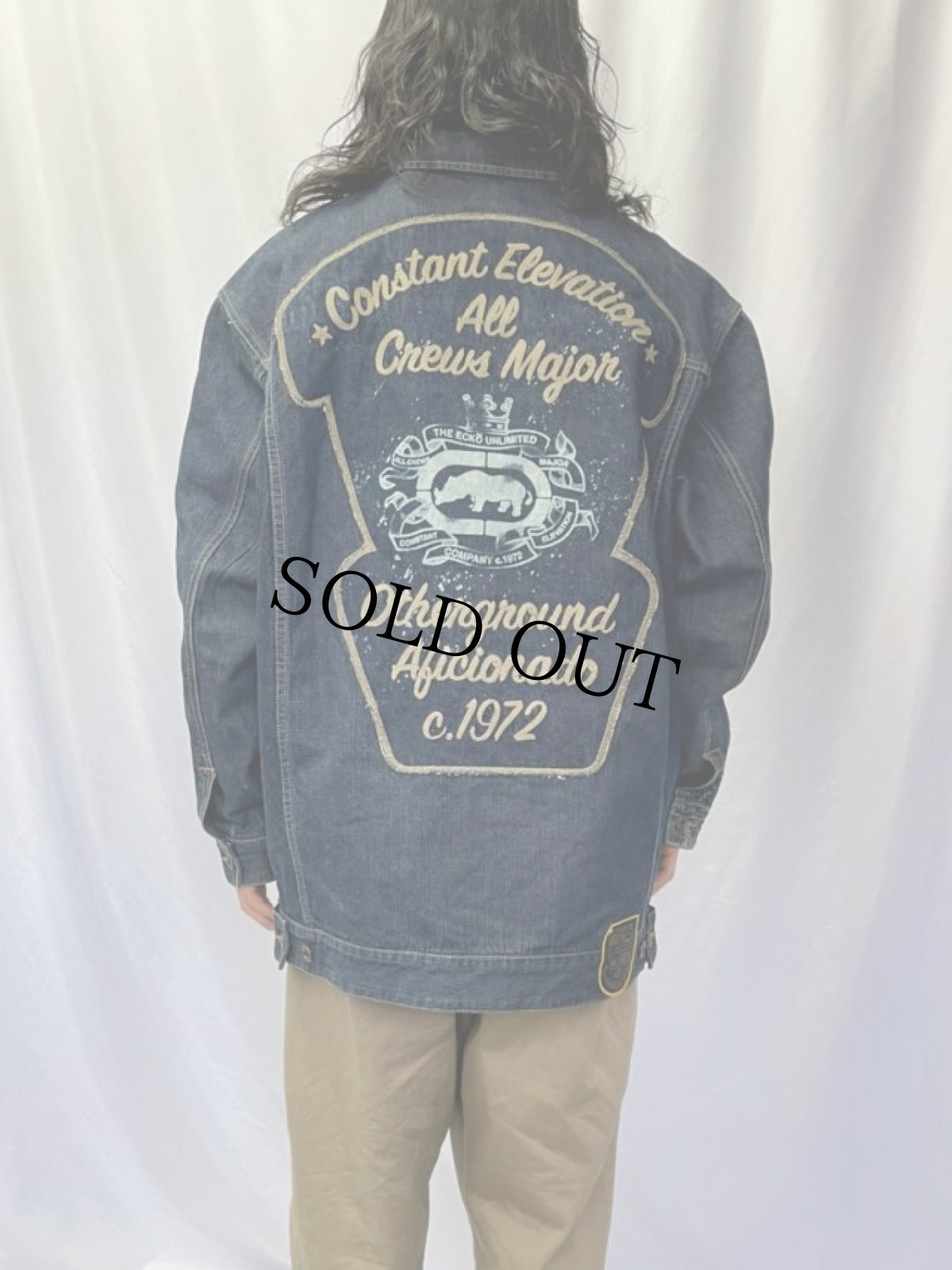 画像5: ecko 刺繍×ブリーチデザイン デニムジャケット XL (5)