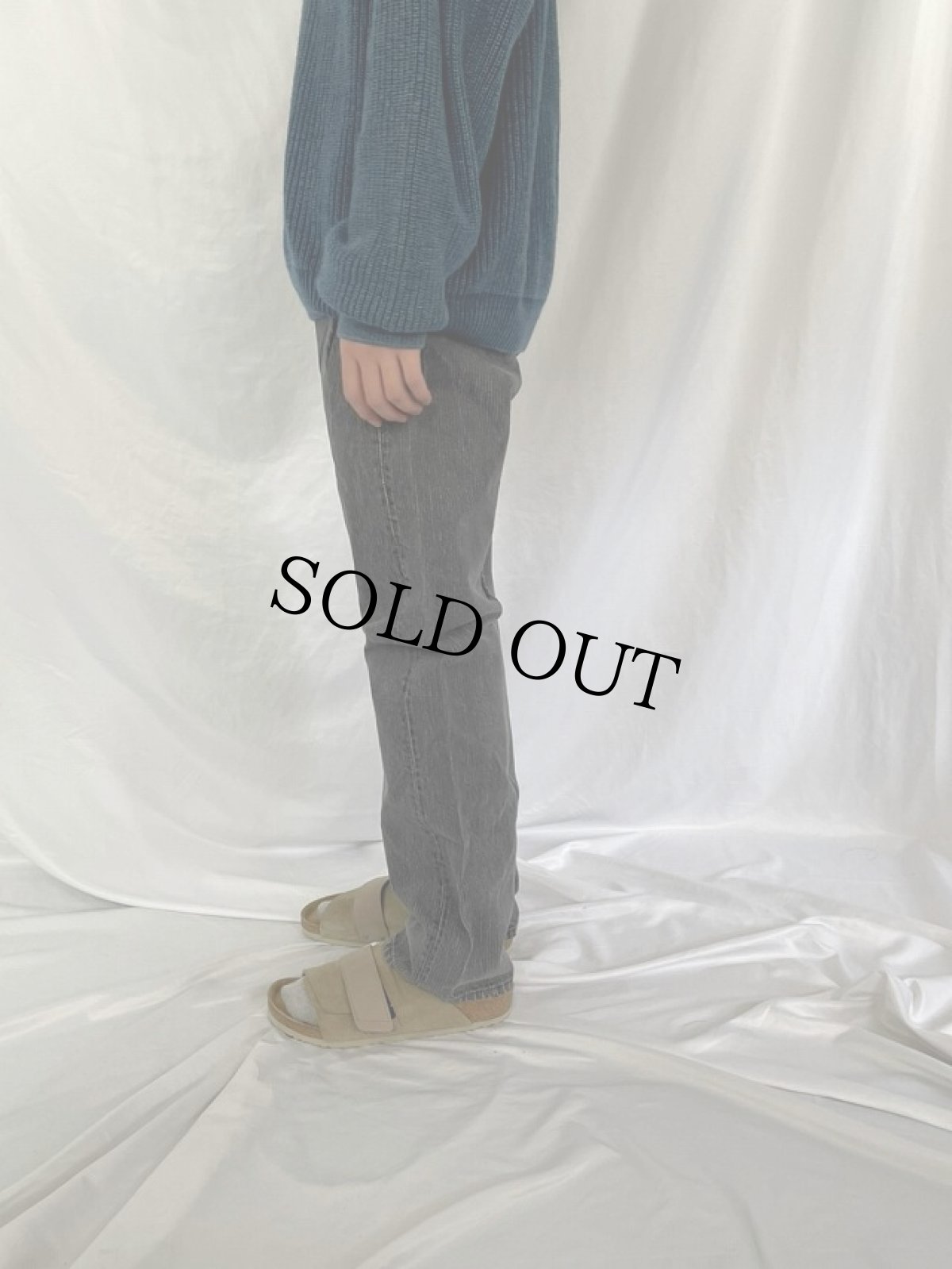 画像3: 80's Levi's 501 USA製 ストライプ柄 ブラックデニムパンツ W33 (3)