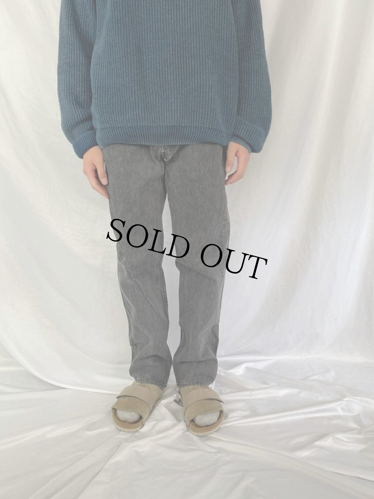 画像2: 80's Levi's 501 USA製 ストライプ柄 ブラックデニムパンツ W33 (2)