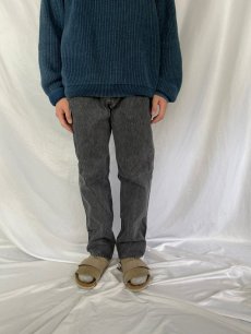 画像2: 80's Levi's 501 USA製 ストライプ柄 ブラックデニムパンツ W33 (2)