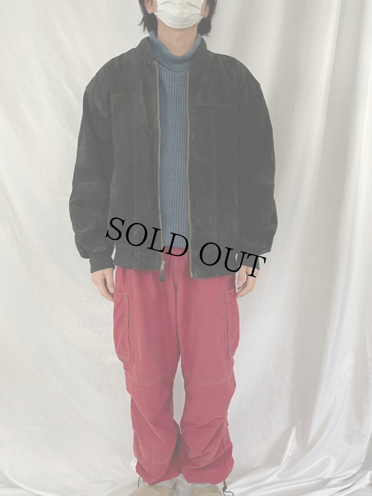 画像2: Basic Editions キルティングライナー スエードレザーブルゾン L (2)