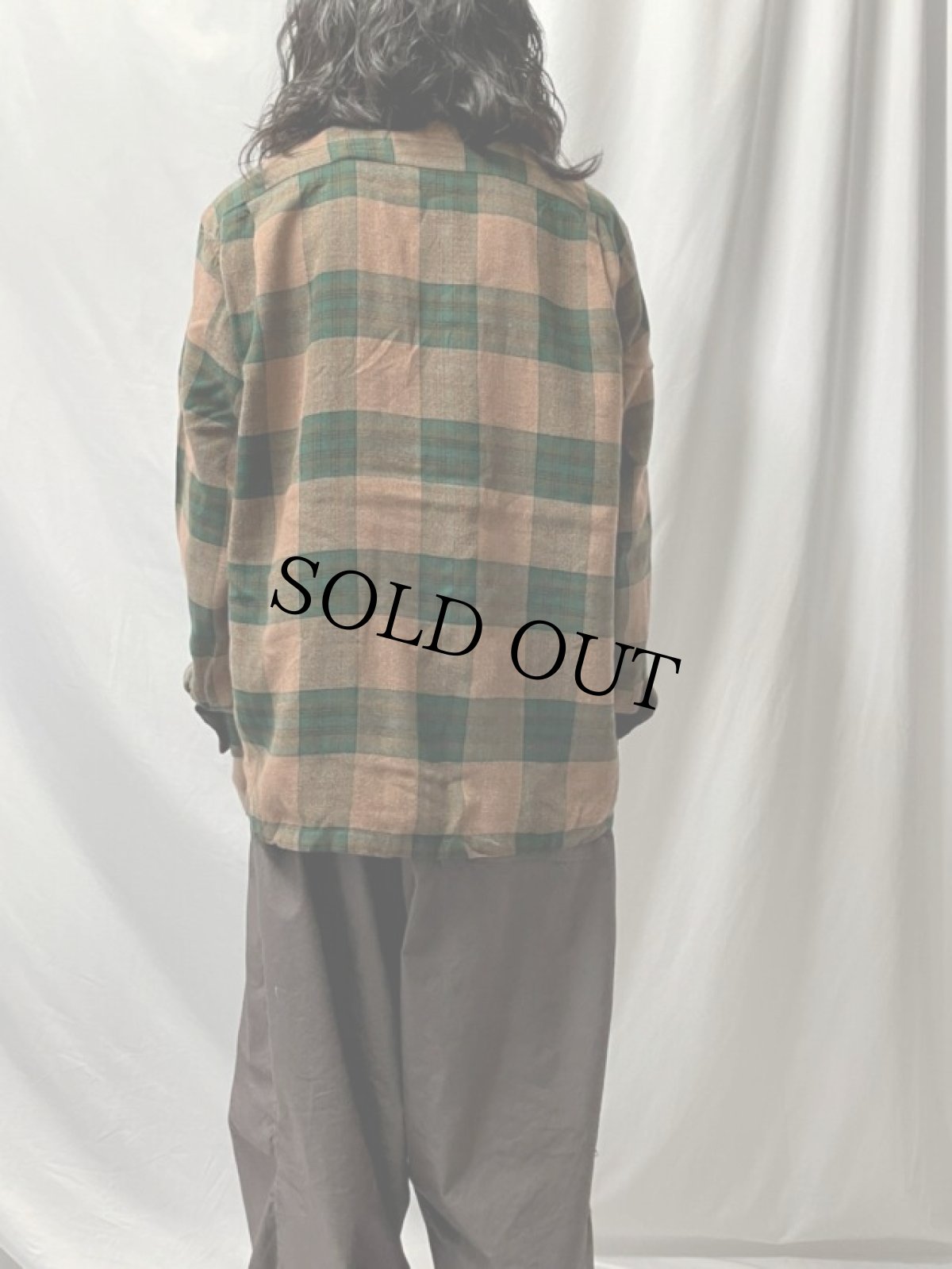 画像4: 50's チェック柄 オープンカラーウールシャツ (4)