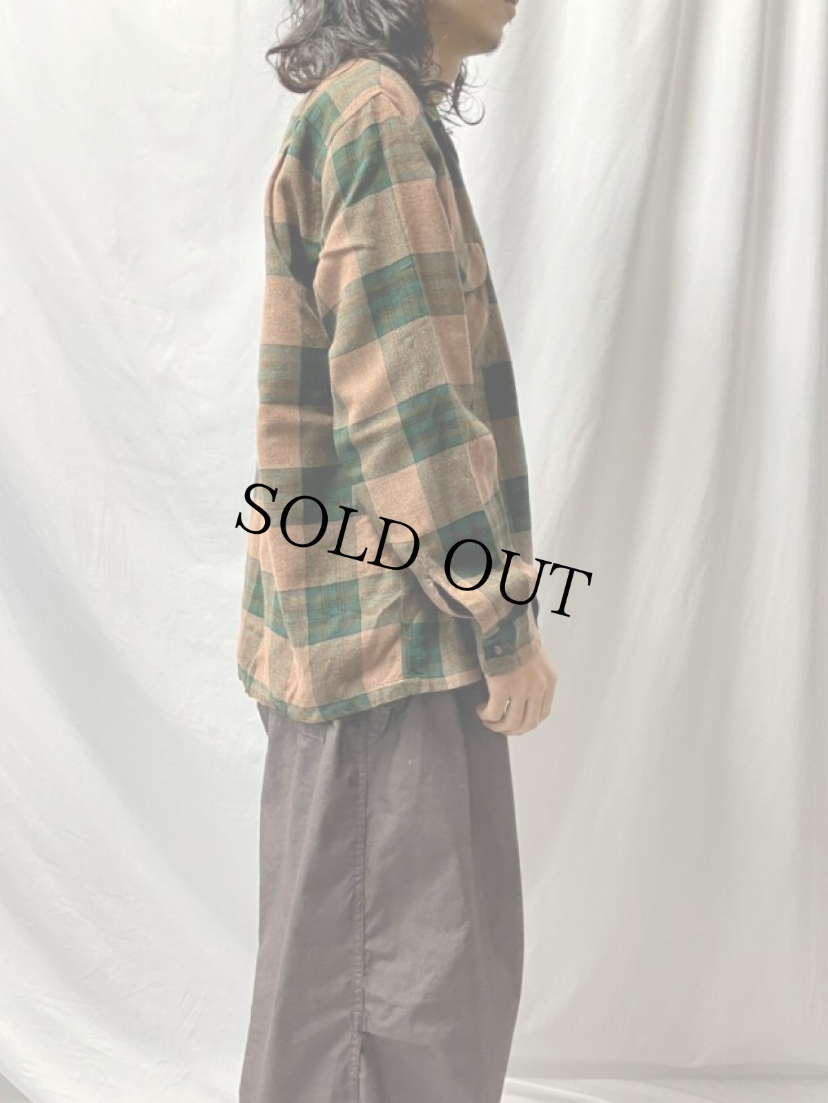 画像3: 50's チェック柄 オープンカラーウールシャツ (3)