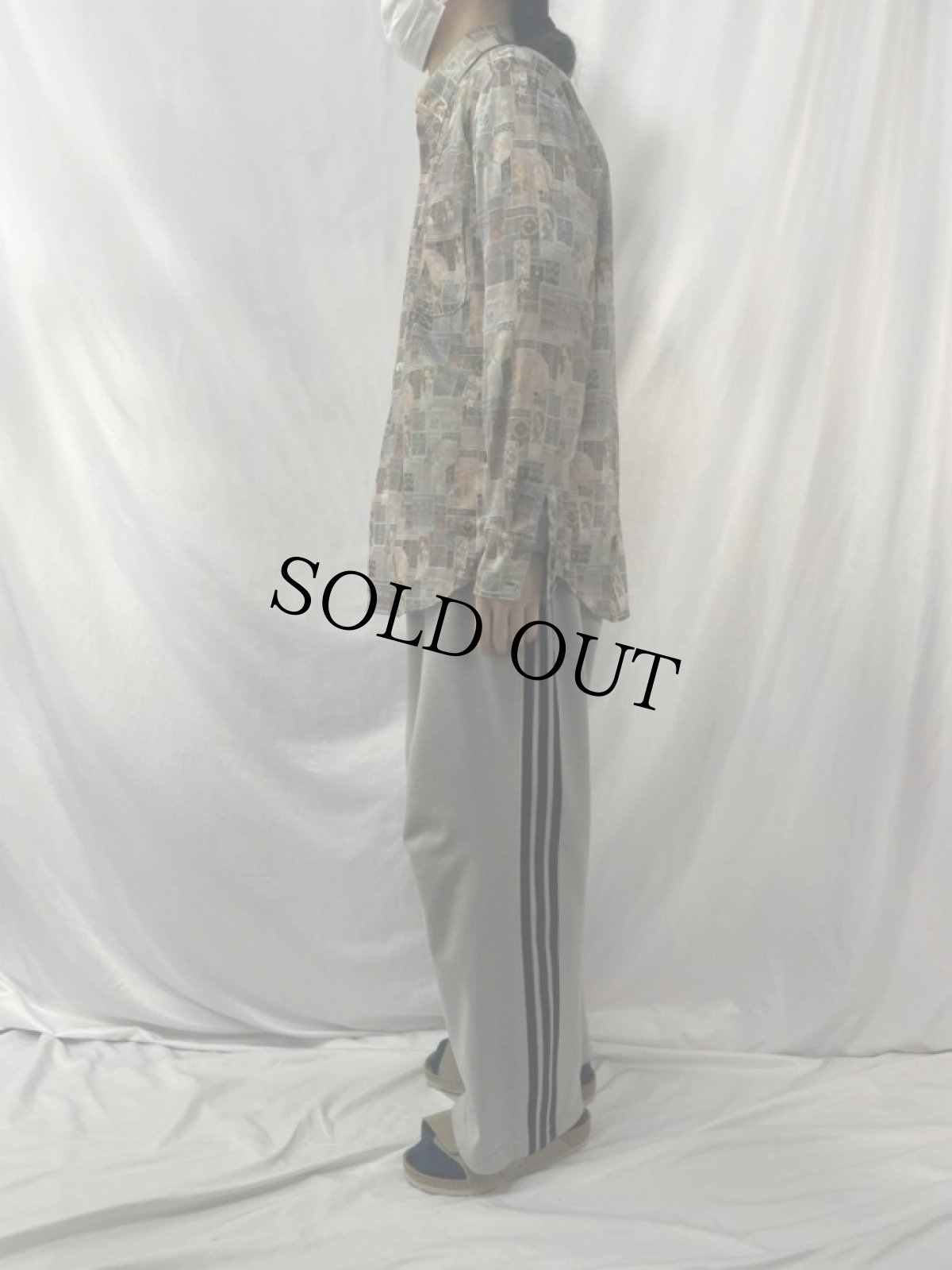 画像3: 70's ミュシャ アート総柄 ボタンダウンポリシャツ (3)