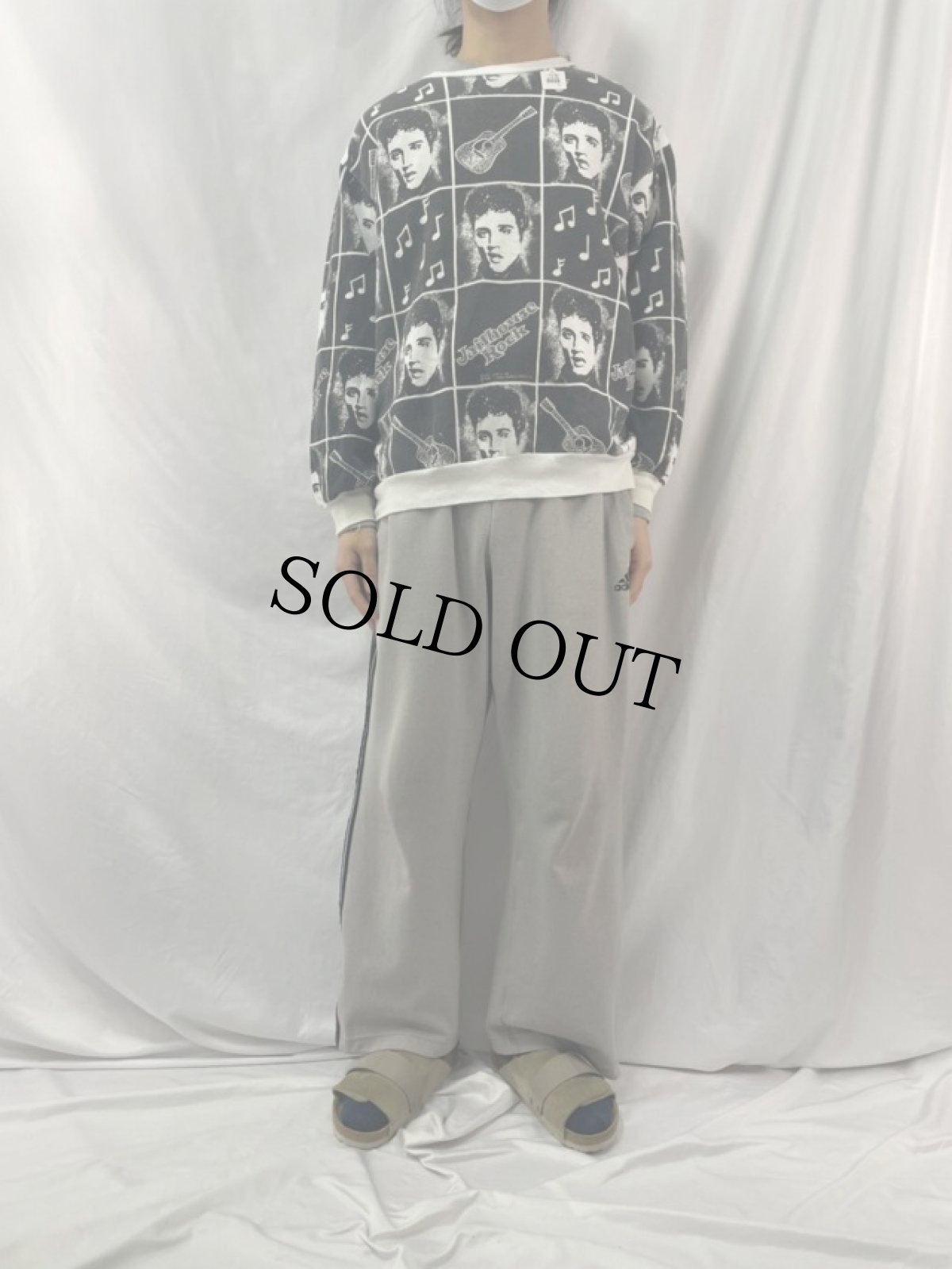 画像2: 80’s USA製 Elvis Presley "Jailhouse Rock" 総柄プリントスウェット XL (2)