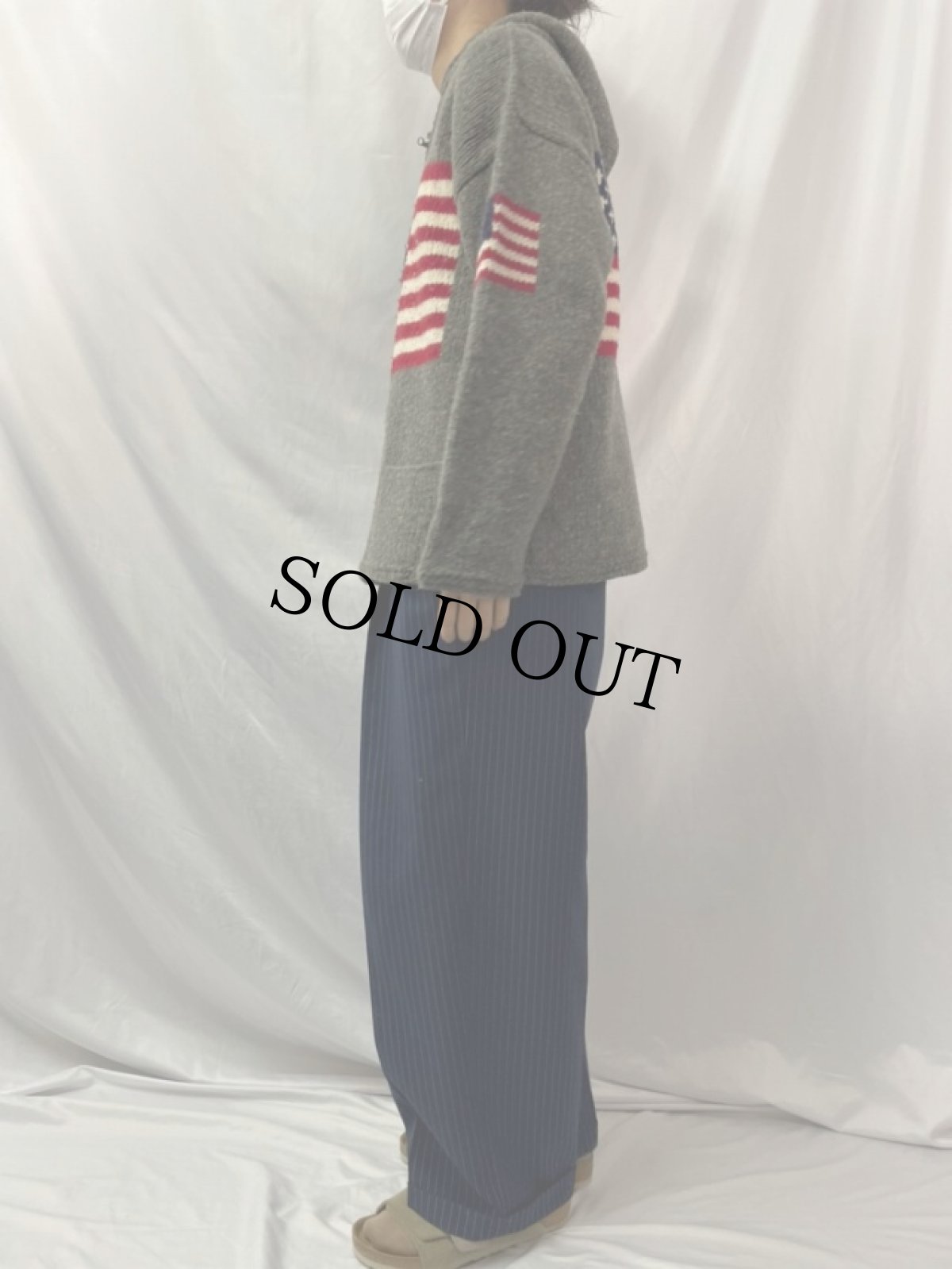 画像3: エクアドル製 星条旗柄 ウールニットパーカー (3)