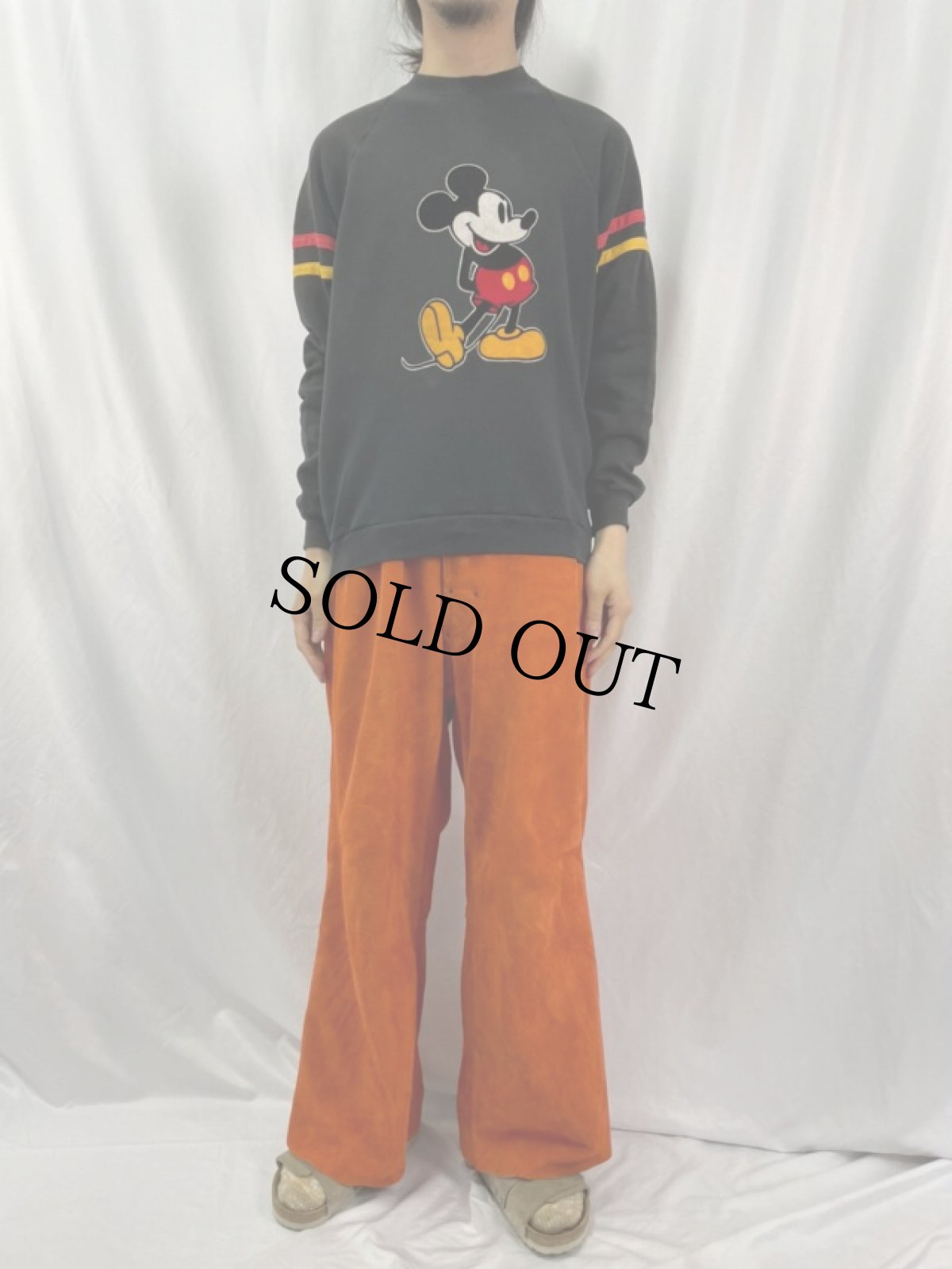 画像2: 80〜90's DISNEY MICKEY MOUSE フロッキープリントスウェット XL (2)