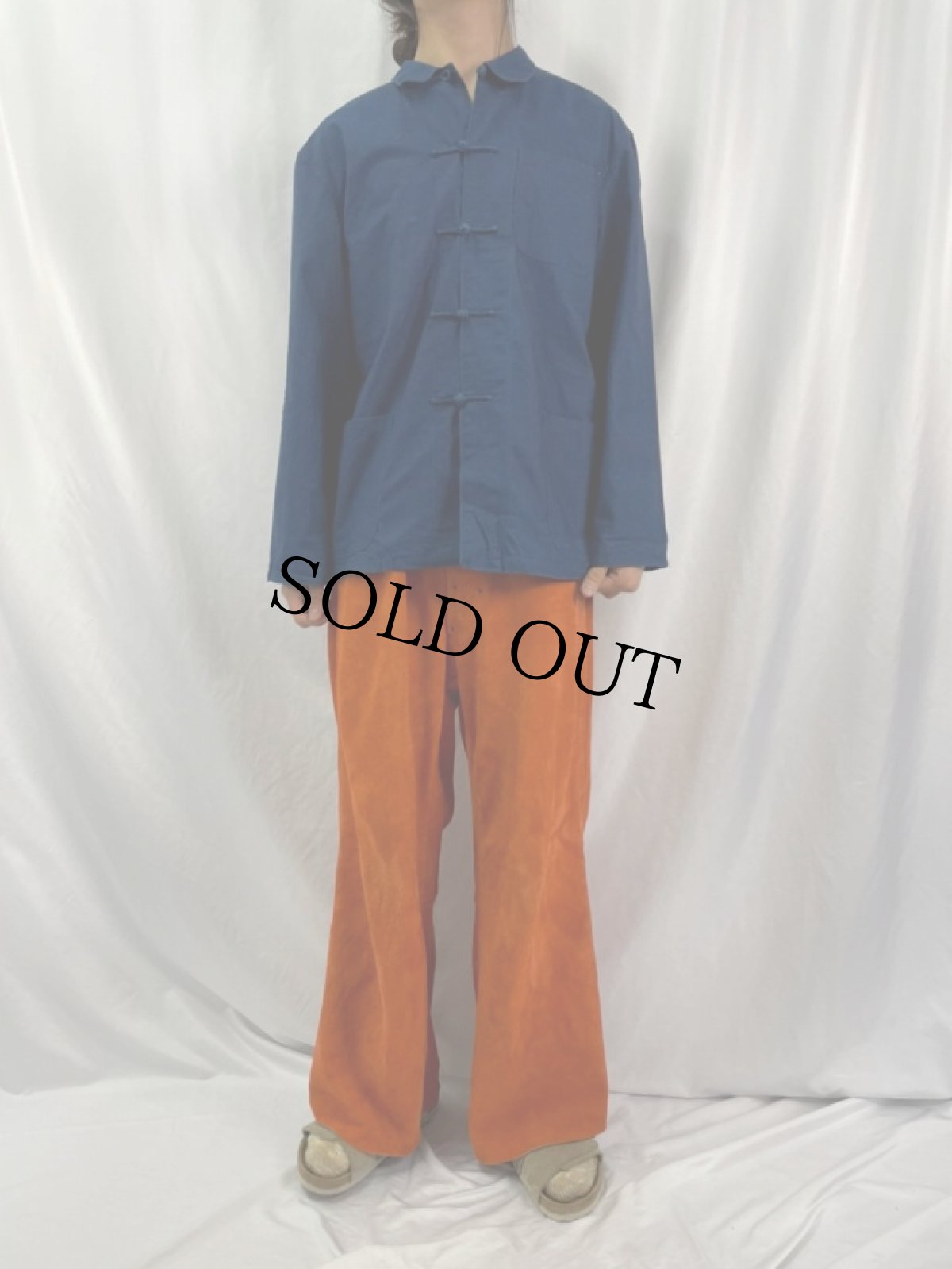 画像2: インディゴコットン カンフーシャツ 52 (2)