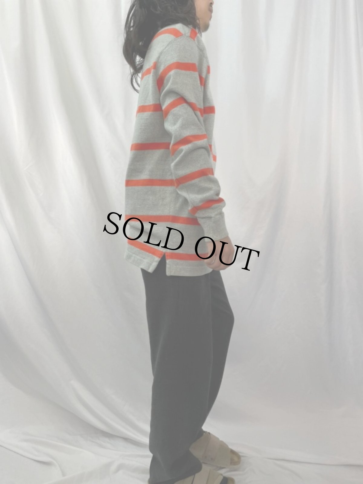 画像3: 90's POLO Ralph Lauren USA製 ボーダー柄 タートルネックスウェット M (3)