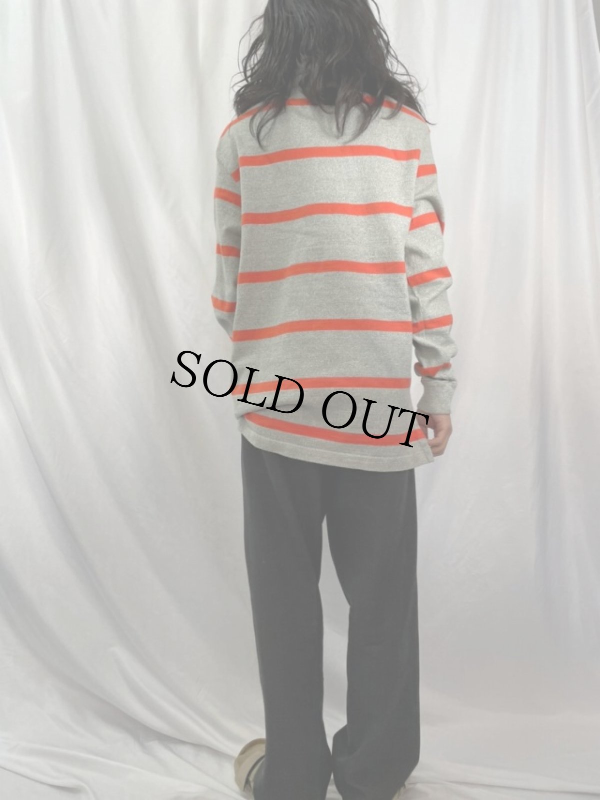 画像4: 90's POLO Ralph Lauren USA製 ボーダー柄 タートルネックスウェット M (4)