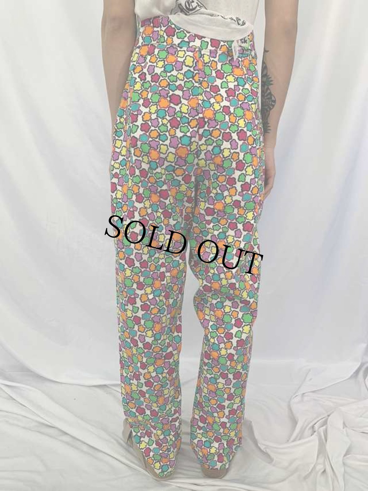 画像4: 90〜00's lucy & yak フラワー総柄 コットンテーパードパンツ W30 (4)