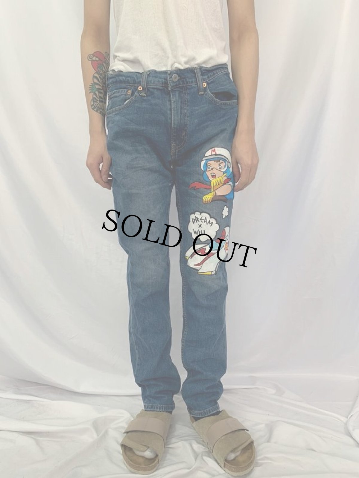 画像2: Levi's 511 "マッハGOGOGO" ハンドペイント デニムパンツ W34 (2)