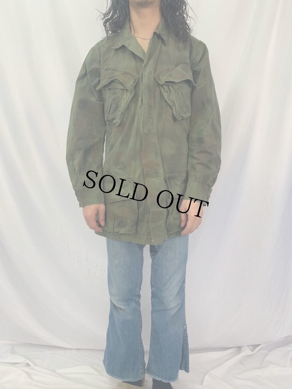 画像2: 60's U.S.ARMY "グリーンベレー特殊迷彩" ジャングルファティーグジャケット 3rd SMALL LONG (2)