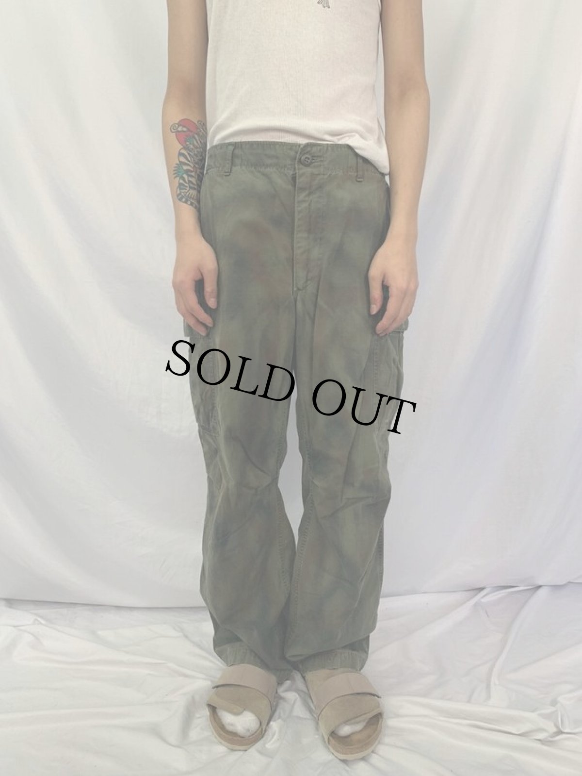 画像3: 60's U.S.ARMY "グリーンベレー特殊迷彩" ジャングルファティーグパンツ 4th  LONG MEDIUM (3)