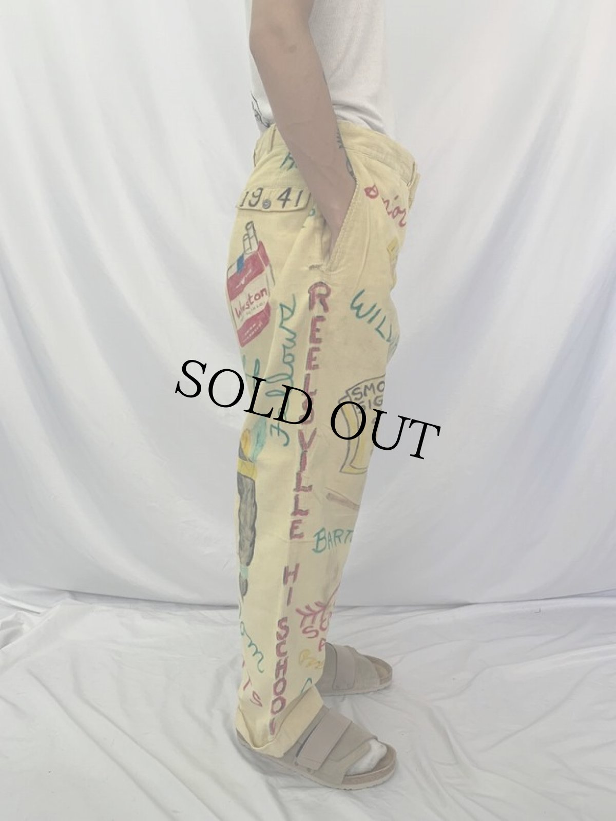 画像3: 60's ハンドペイント メモリアルコーデユロイパンツ W33 (3)