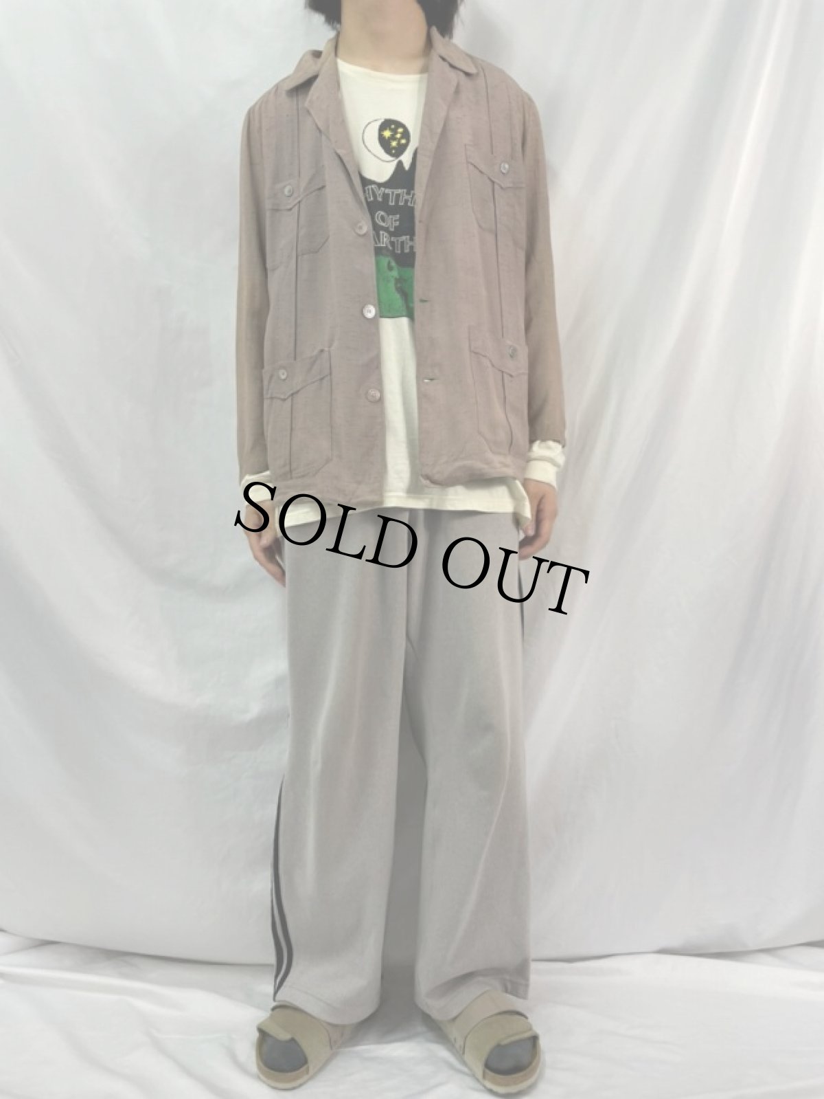 画像2: 50's CUBAVERRA カスリ柄オープンカラーレーヨンシャツ (2)