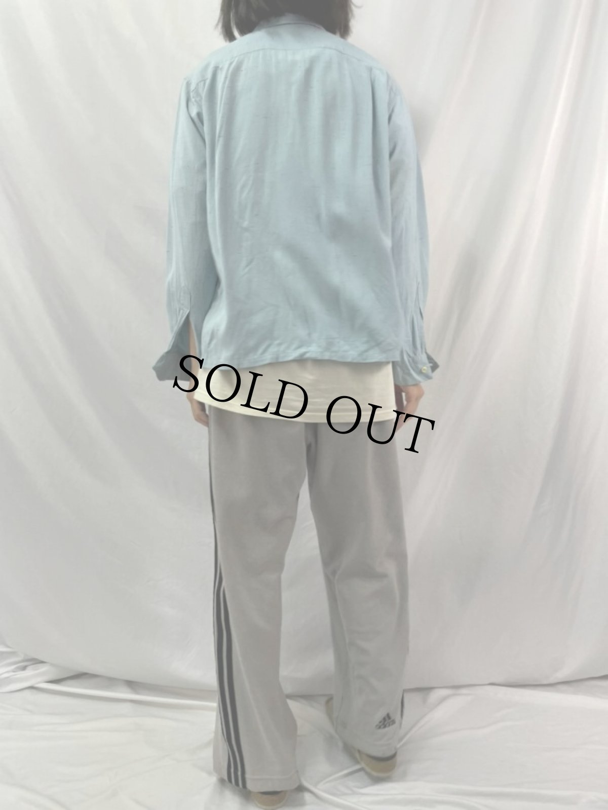 画像4: 50〜60's BARDON カスリ柄 オープンカラーレーヨンシャツ L (4)