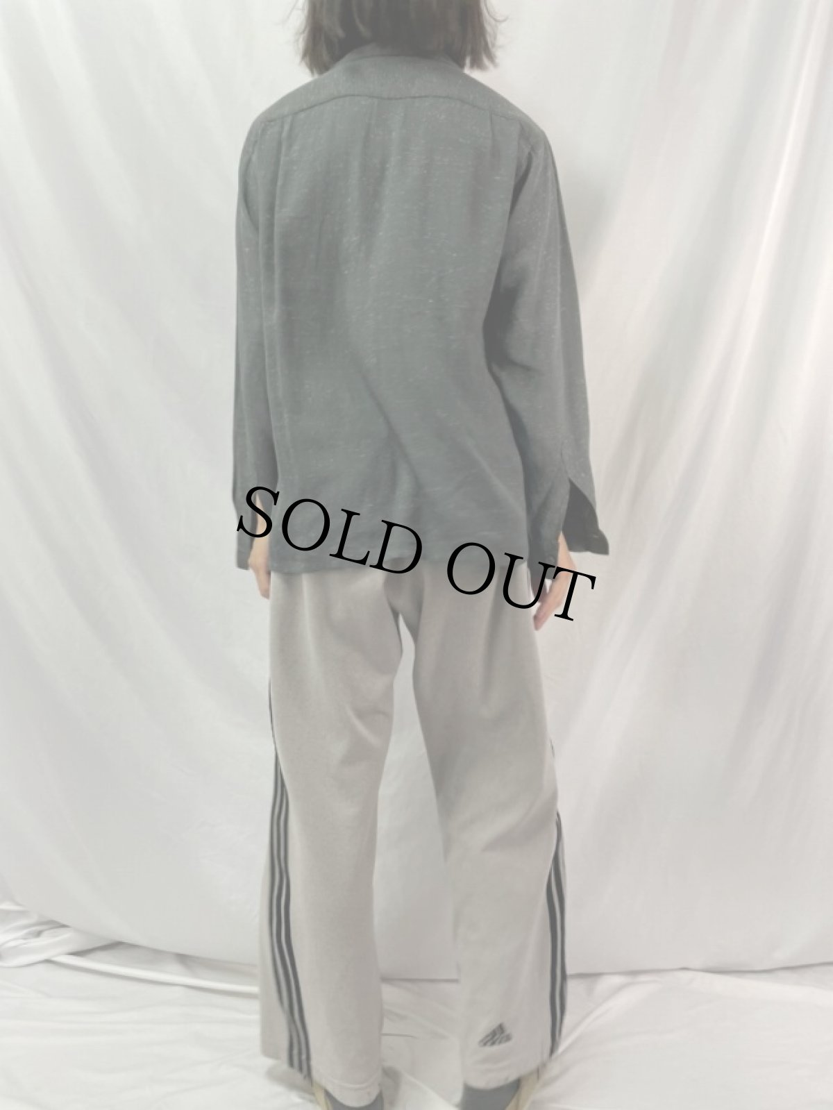 画像4: 50's SPIRE カスリ柄 オープンカラー レーヨン×シルクシャツ L (4)