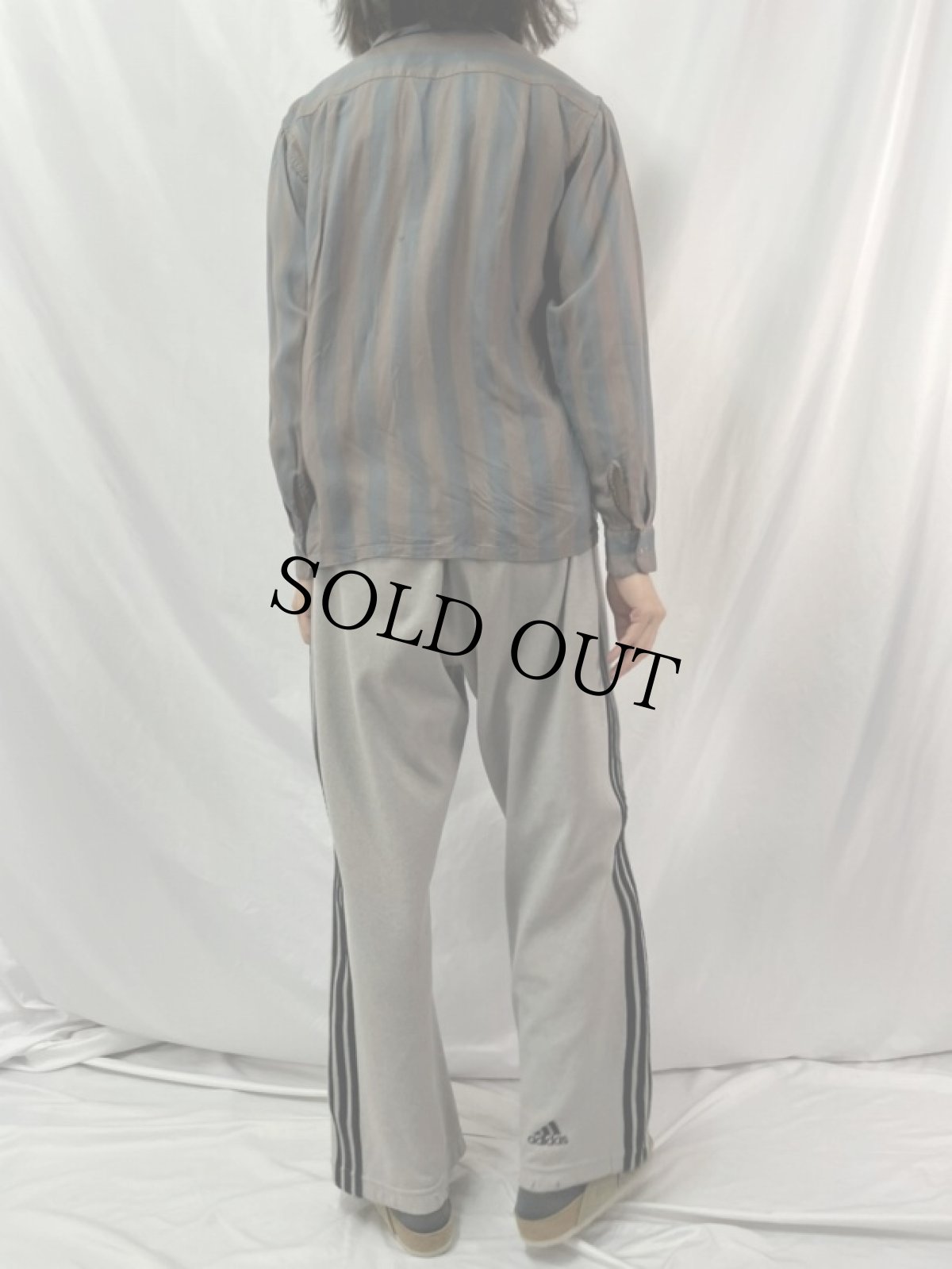 画像4: 60's PENNY'S TOWNCRAFT  ストライプ柄 オープンカラーレーヨンシャツ M (4)