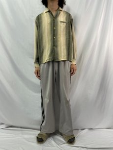 画像2: 50〜60's PENNY'S TOWNCRAFT オンブレーストライプ柄 オープンカラー シルク混ポリシャツ L (2)