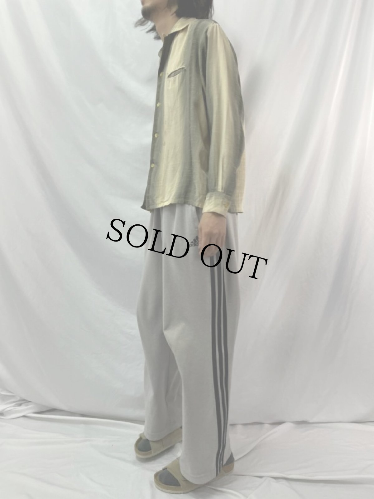 画像3: 50〜60's PENNY'S TOWNCRAFT オンブレーストライプ柄 オープンカラー シルク混ポリシャツ L (3)